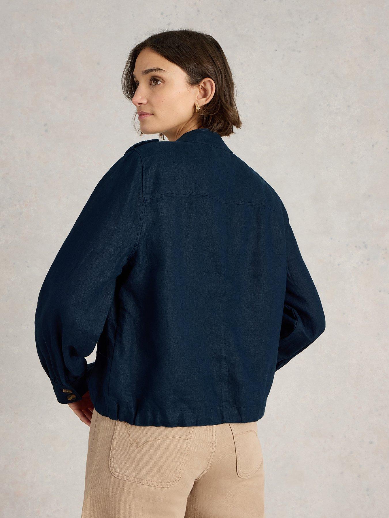 Image 2 of 6 of White Stuff Demi Utility Linen Jacket - Navy