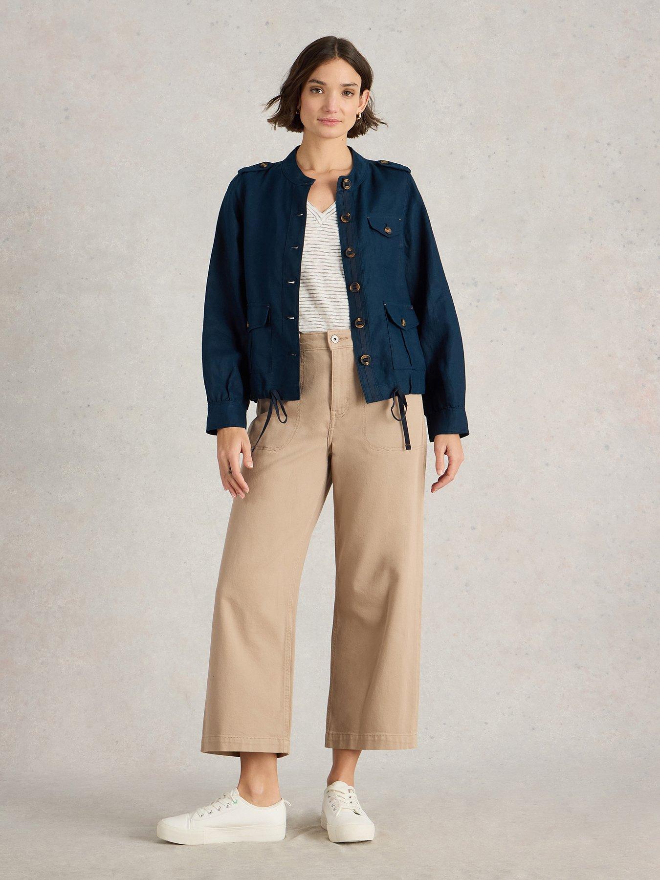 Image 3 of 6 of White Stuff Demi Utility Linen Jacket - Navy