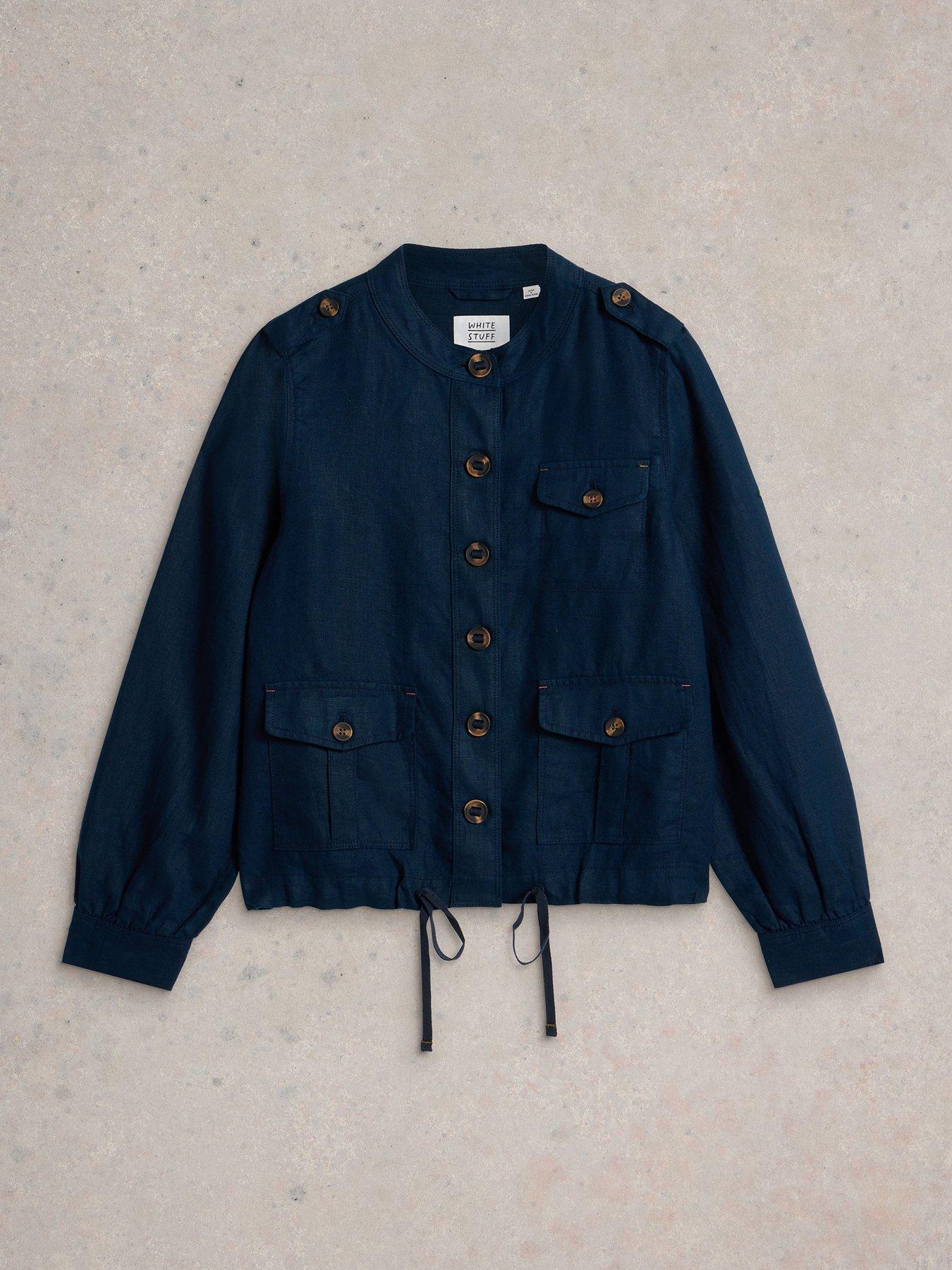 Image 5 of 6 of White Stuff Demi Utility Linen Jacket - Navy