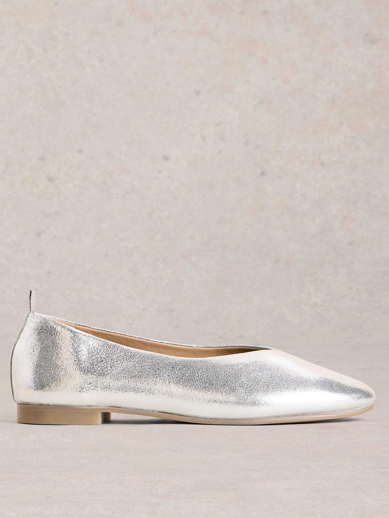 undefined Cheri Leather Ballerina Pump - Silver