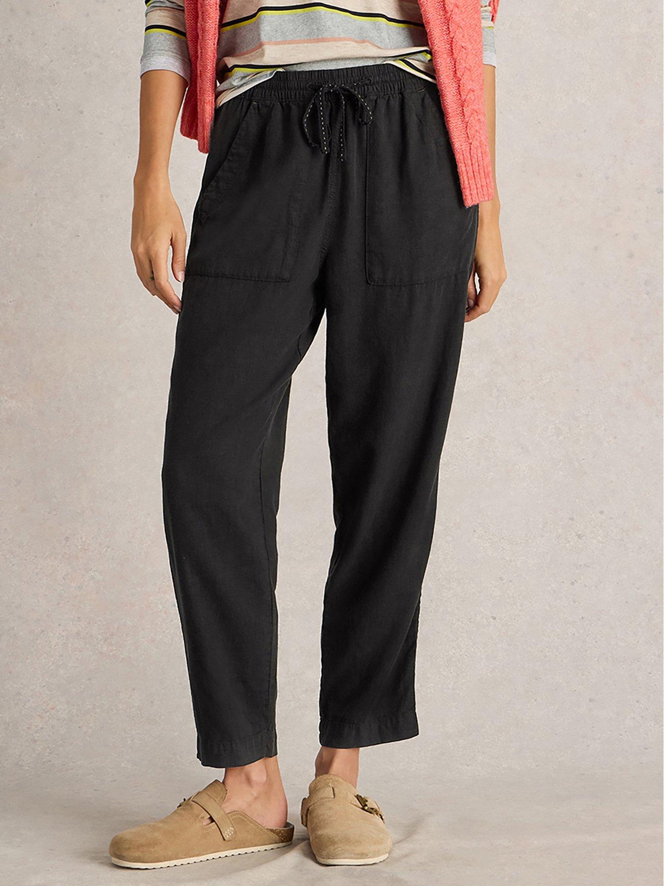 undefined Elle Linen Blend Trouser - Black