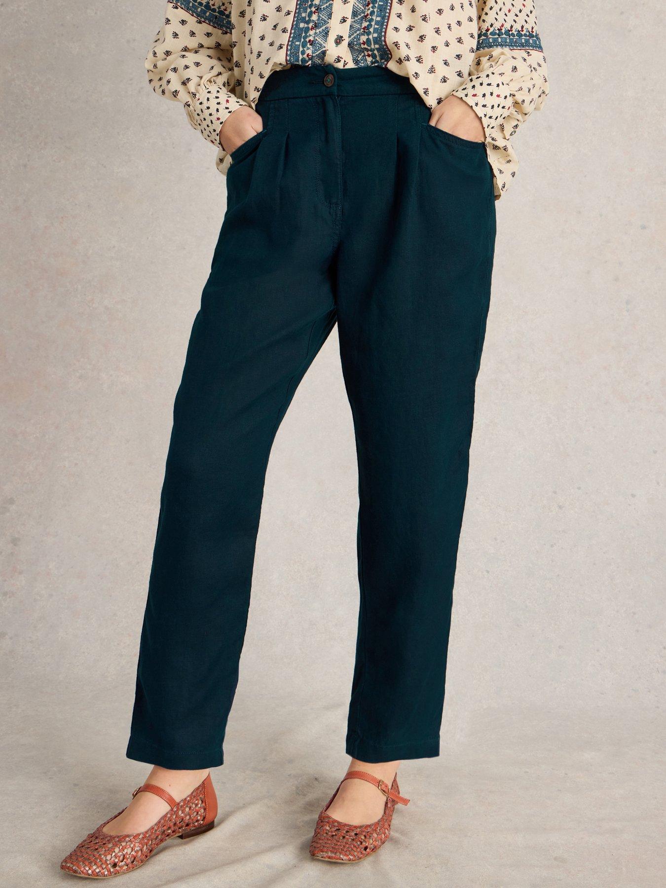 Image 1 of 6 of White Stuff Rowena Linen Trouser - Navy