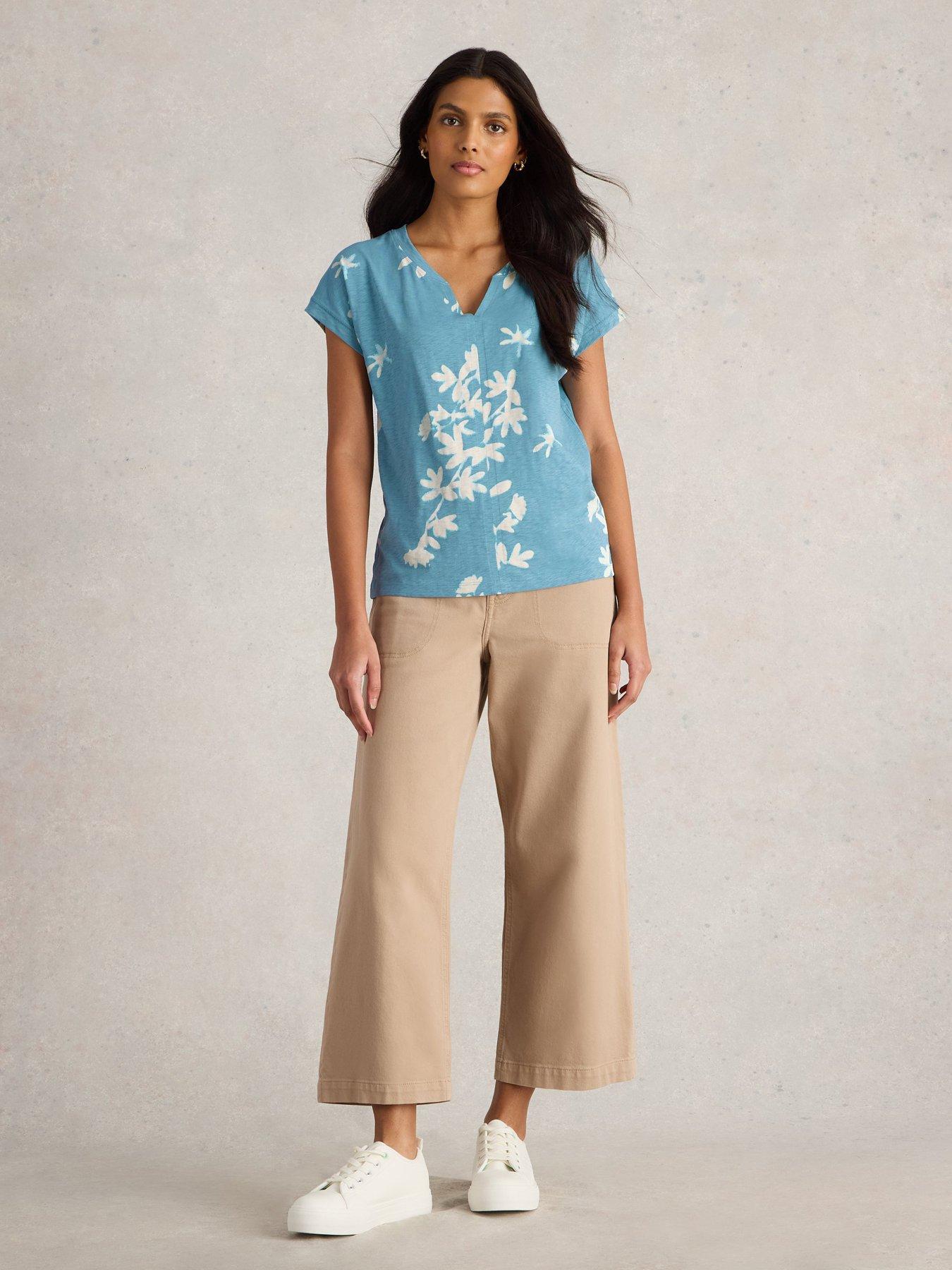 Image 3 of 6 of White Stuff Nelly Notch Neck Tee - Blue