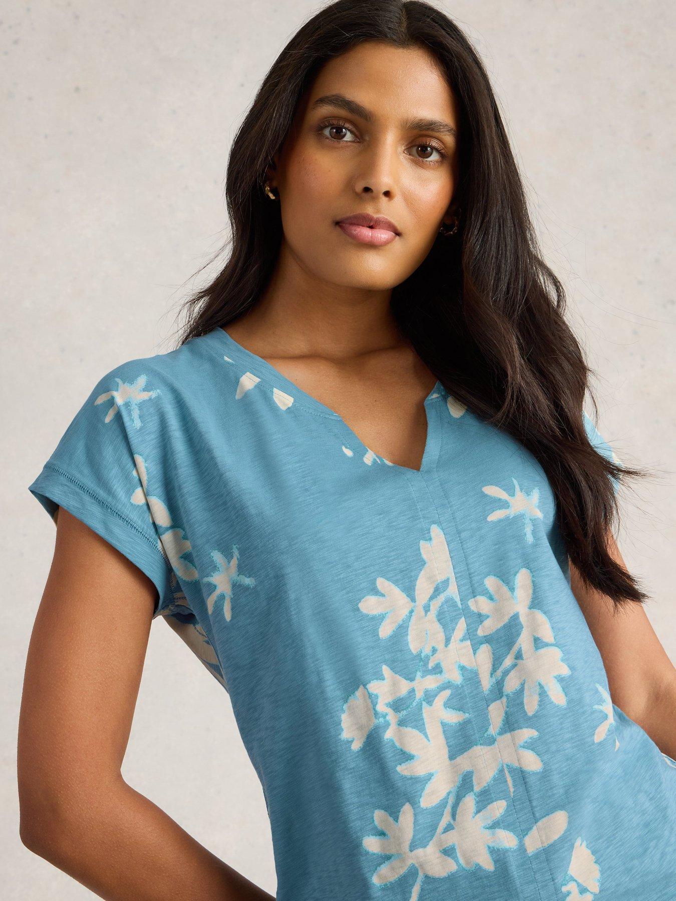 Image 4 of 6 of White Stuff Nelly Notch Neck Tee - Blue