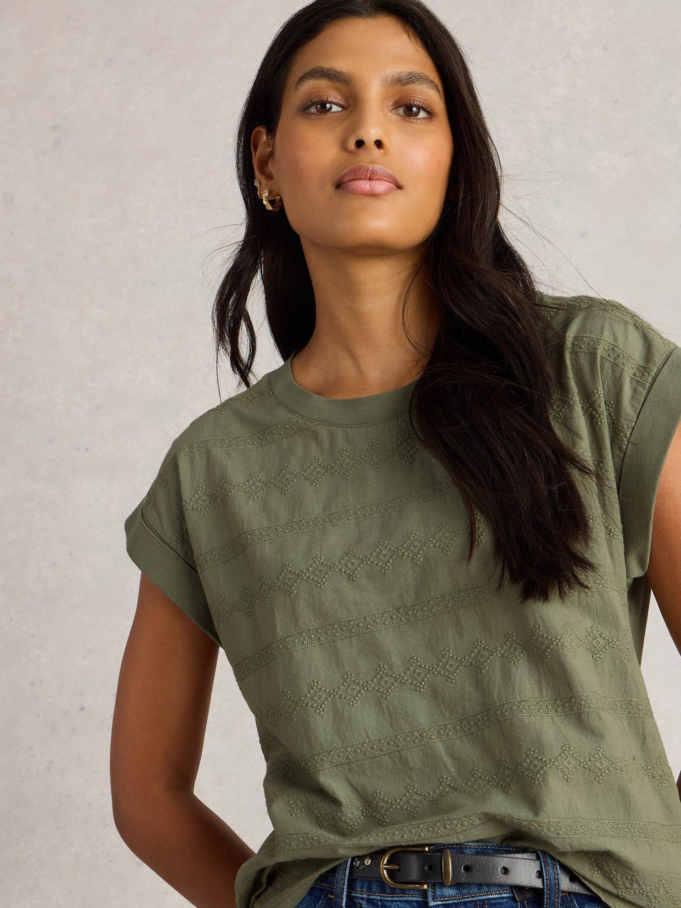 undefined Betty Broderie Tee - Green