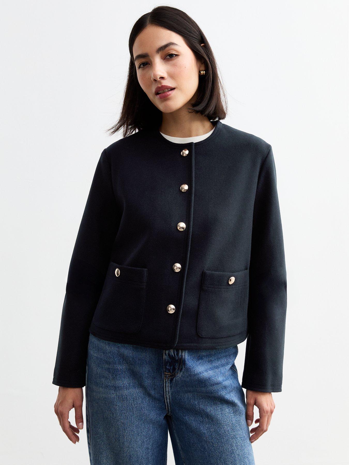undefined Collarless Soft Jacket - Navy