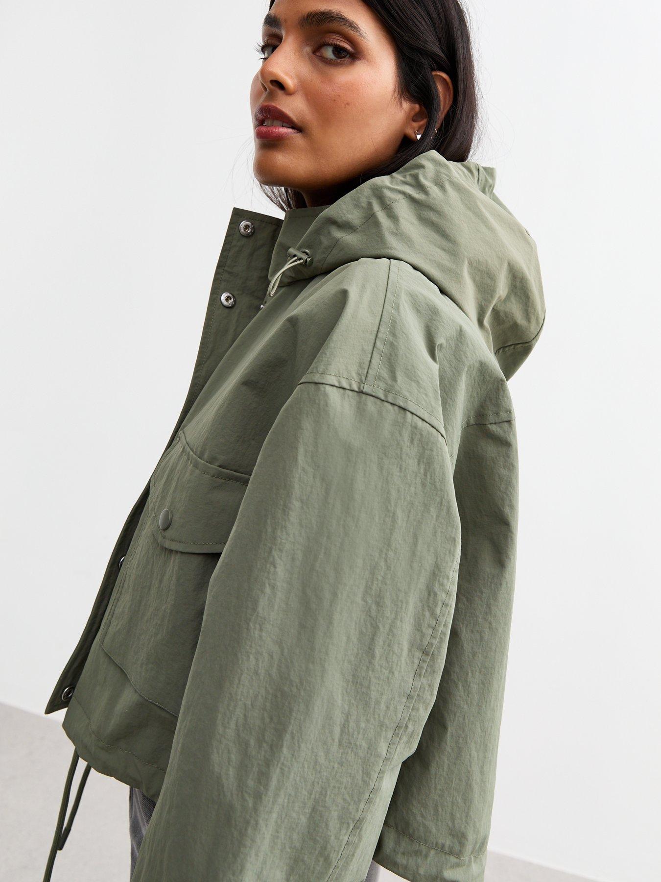 【KOOLOSET】Scotch line cropped hooded parka Women's Xersion Lightweight Hooded Softshell Jacket Cropped