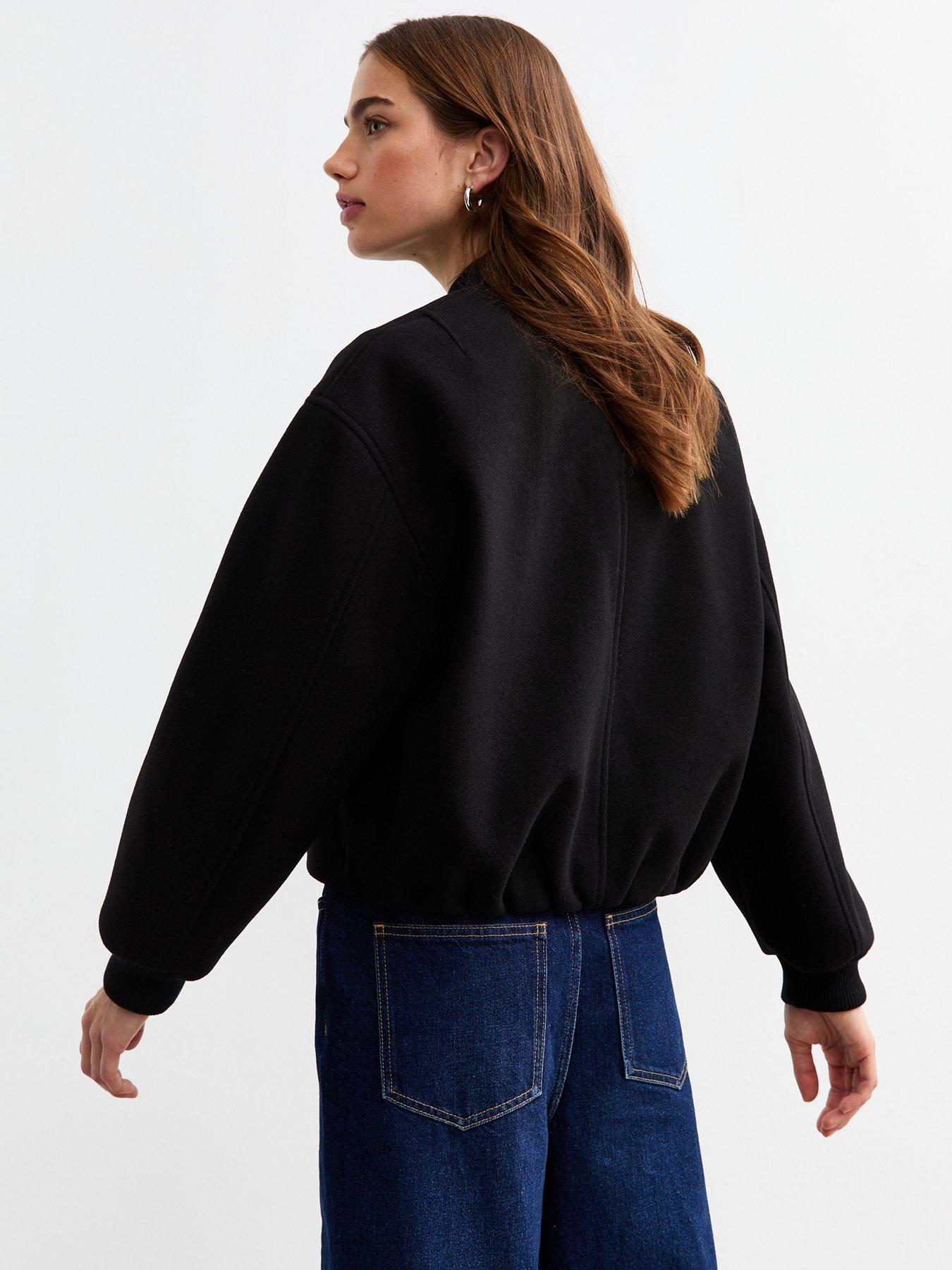 Image 2 of 4 of New Look Black Brushed Bomber Jacket