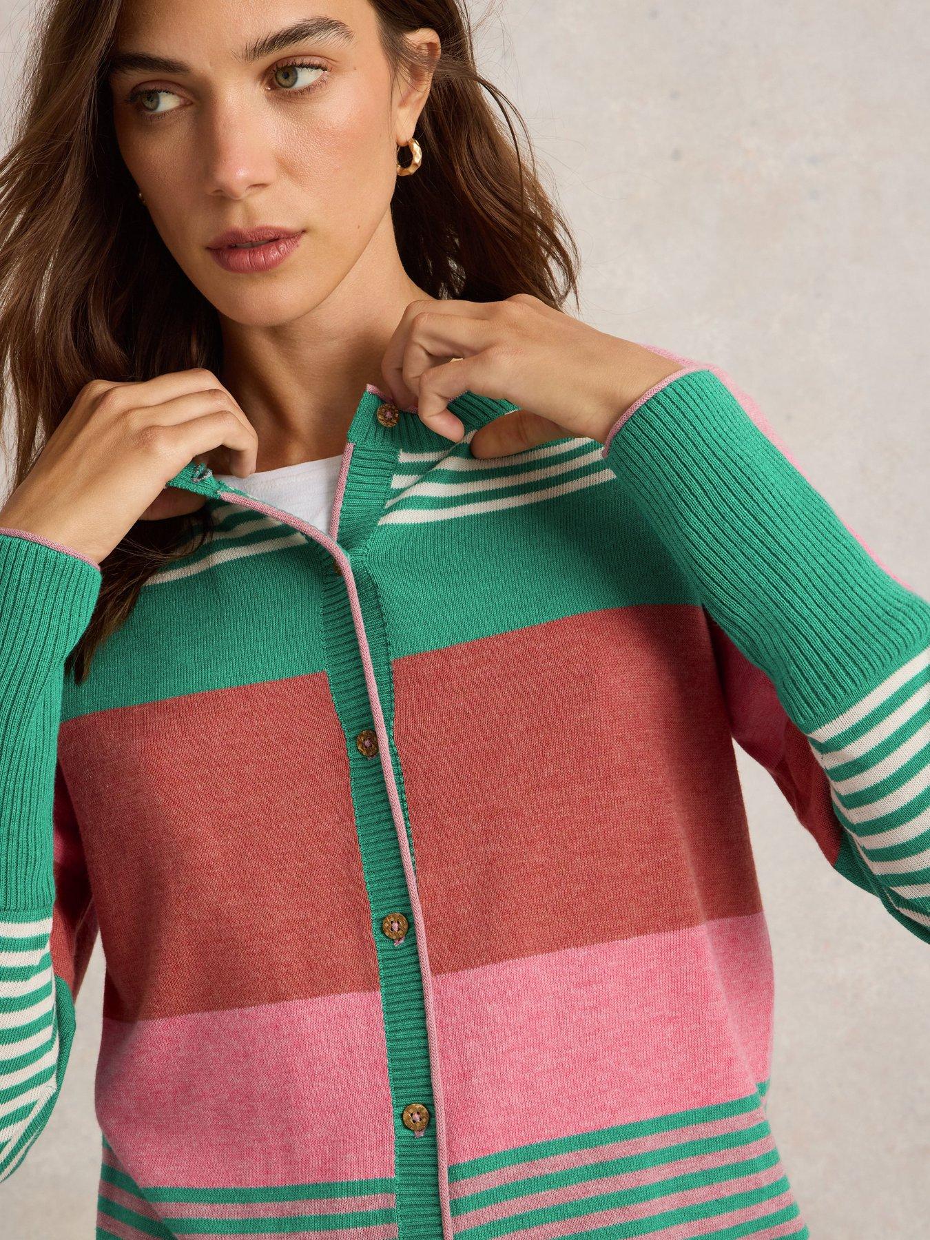 Image 4 of 6 of White Stuff Lulu Stripe Cardi - Pink