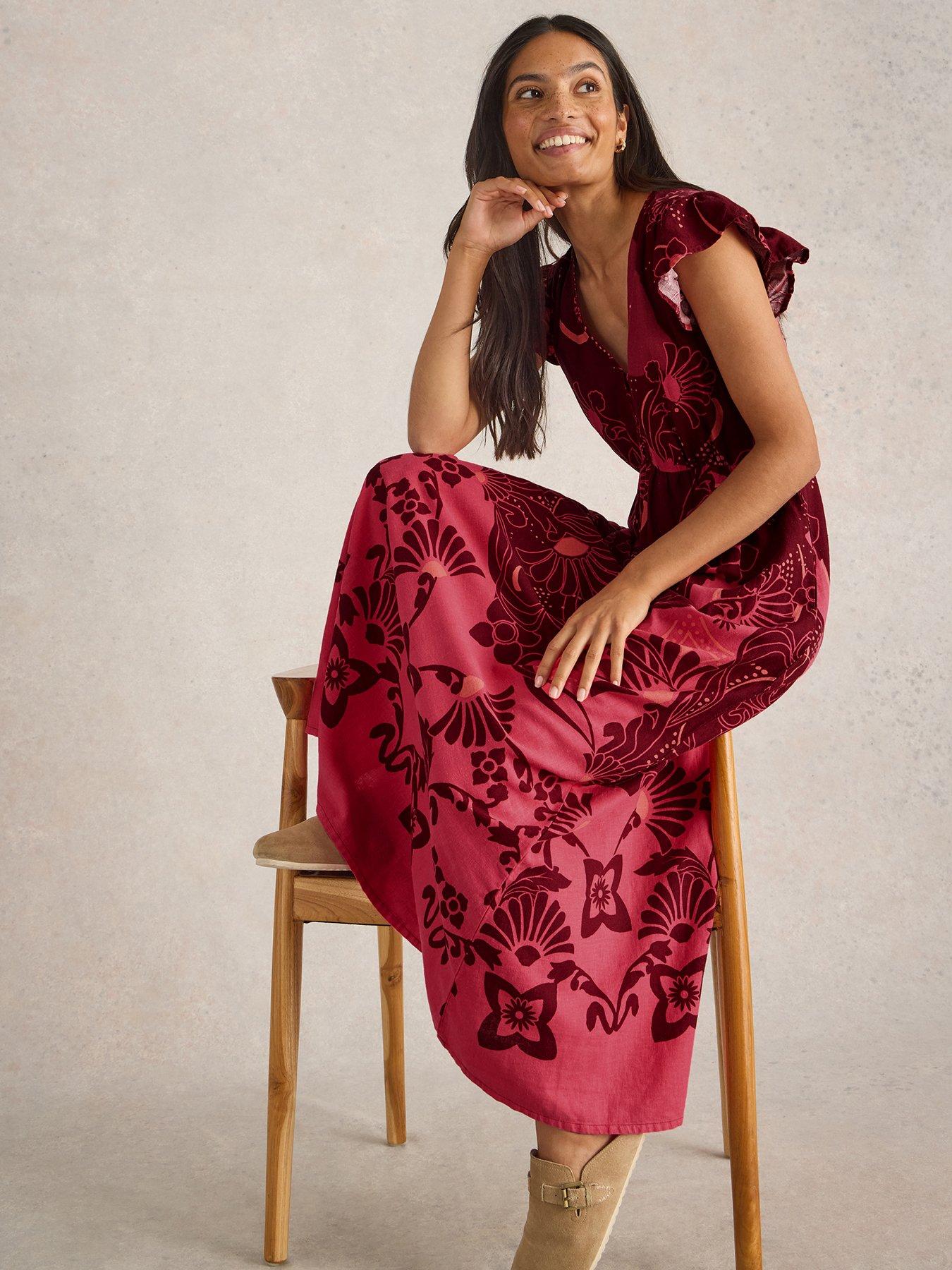 Image 3 of 6 of White Stuff Lorna Linen Blend Maxi Dress - Red