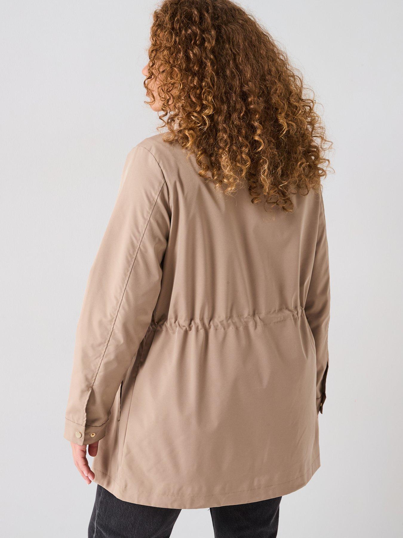 Image 2 of 6 of V by Very Curve Water Resistant Hooded Rain Coat - Beige