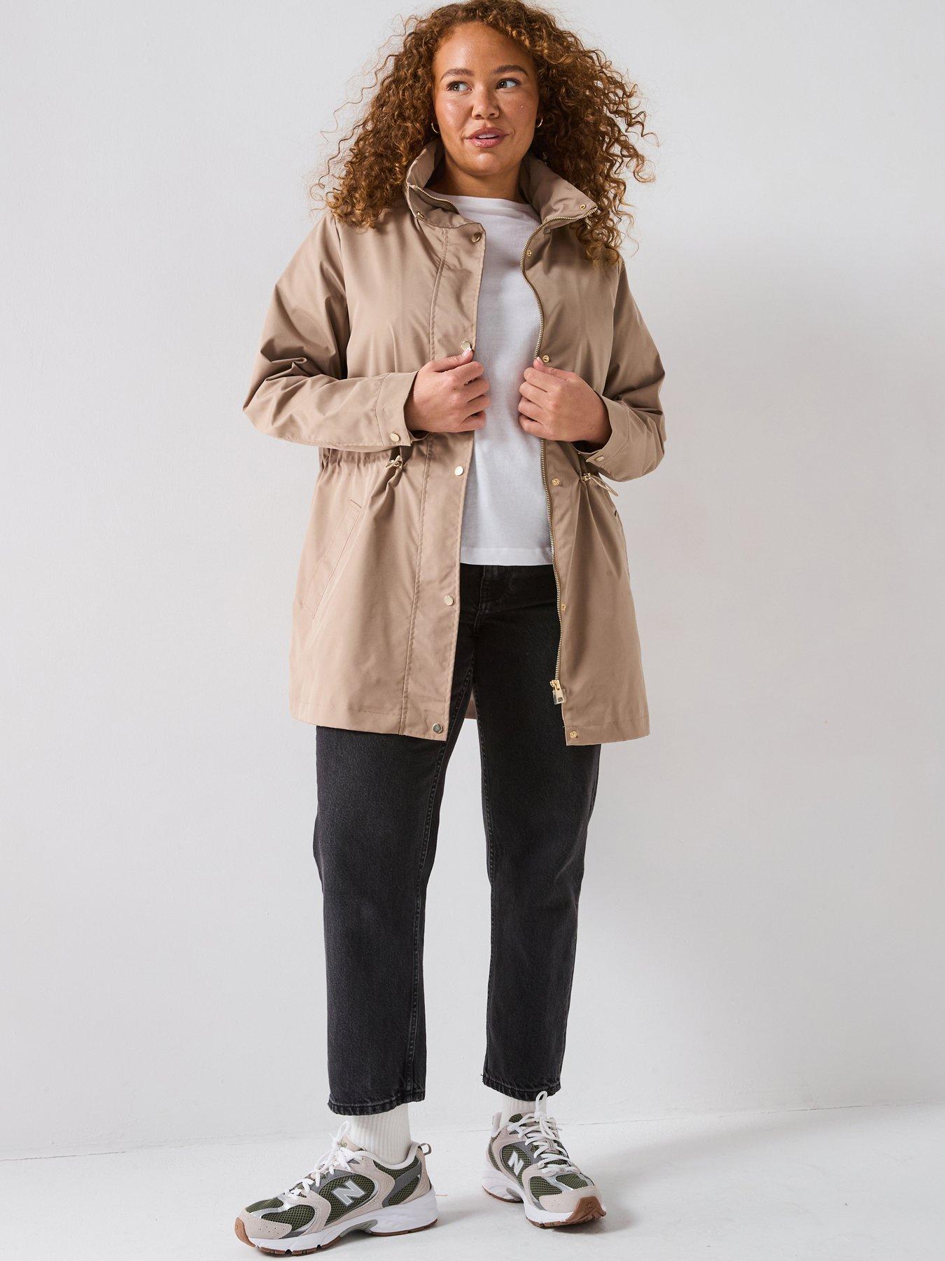 Image 5 of 6 of V by Very Curve Water Resistant Hooded Rain Coat - Beige