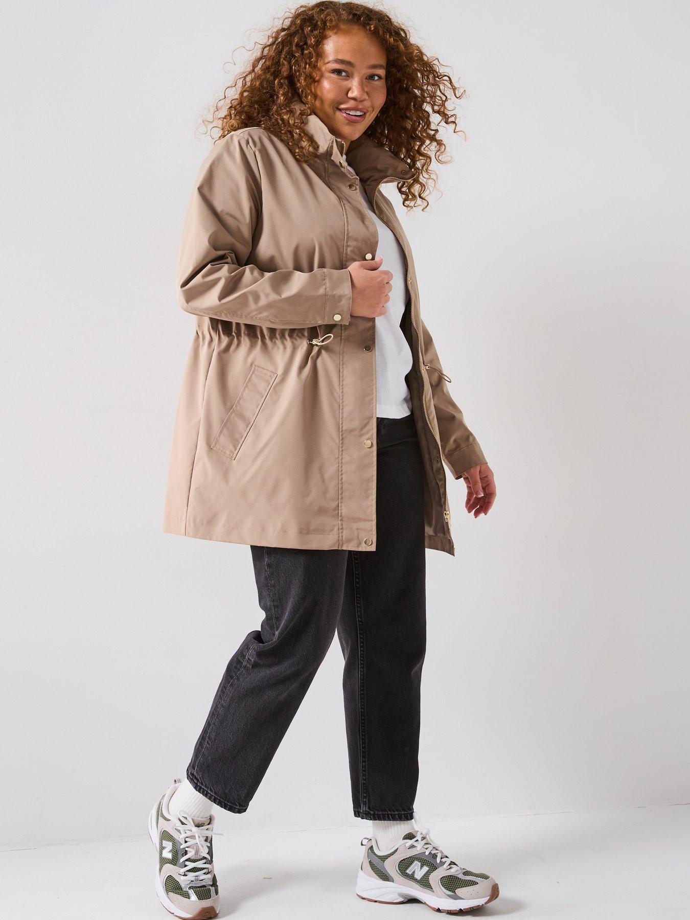 Image 6 of 6 of V by Very Curve Water Resistant Hooded Rain Coat - Beige