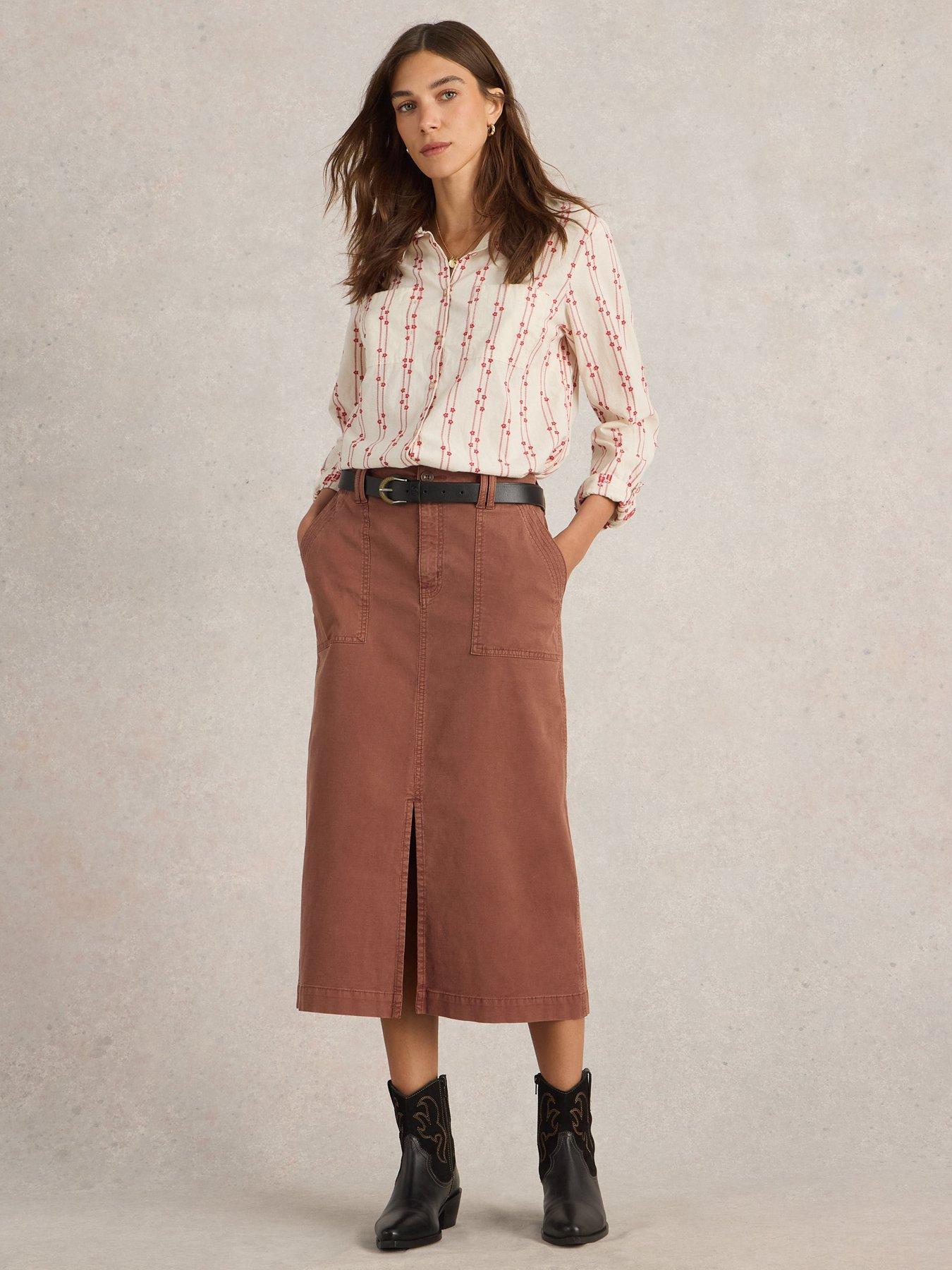 Image 3 of 6 of White Stuff Maren Midi Skirt - Beige