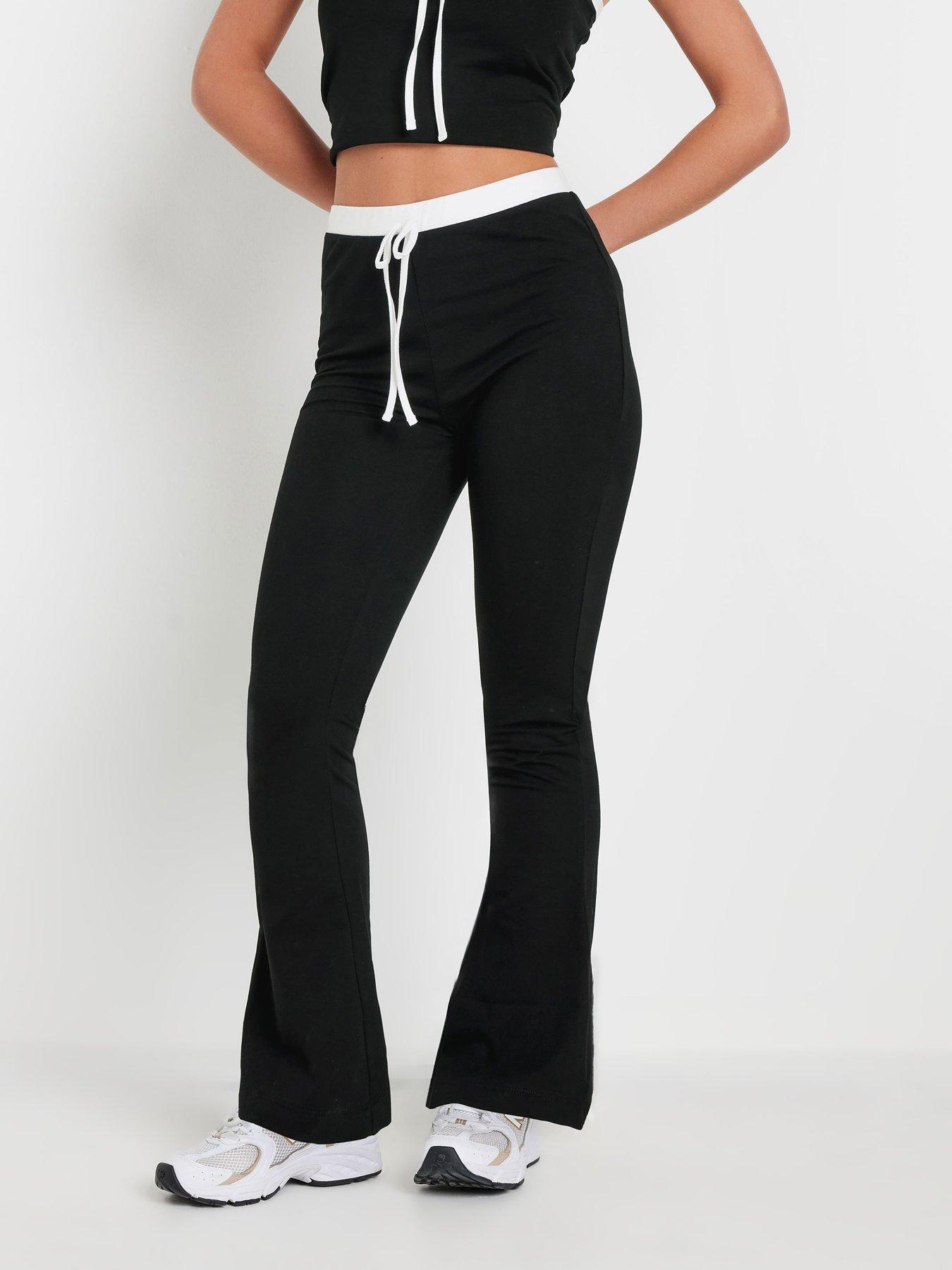 PixieGirl Petite Contrast Band Flare Legging - Black