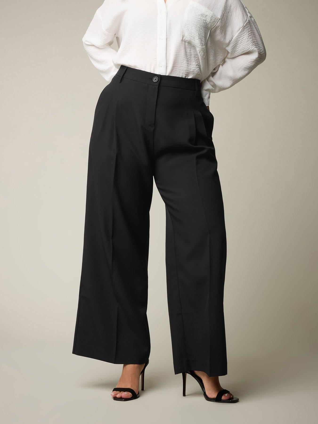 undefined Curve Pleat Front Wide Leg TrouserÂ