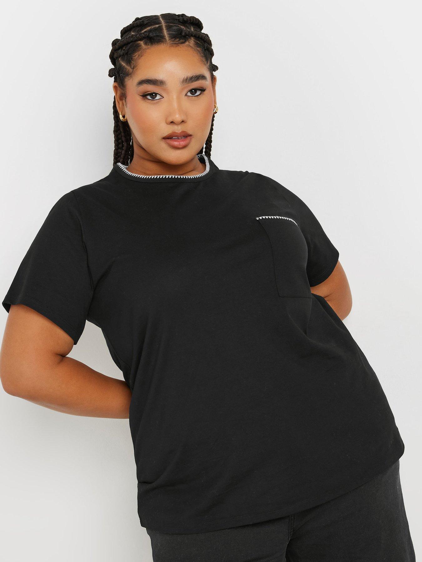 Image of Yours Curve Stitch Pocket T-Shirt - Black