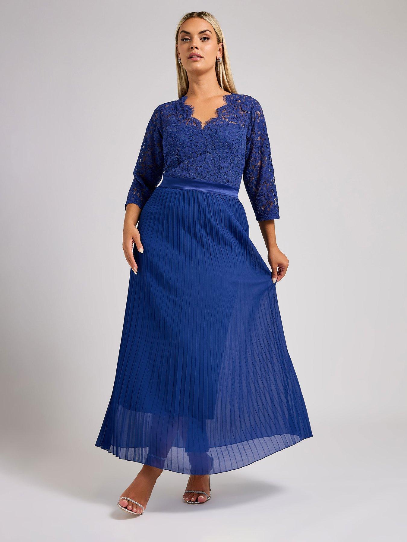 Strapless Pleated Maxi Dress with Cut-Out Detail - Blue main image 1