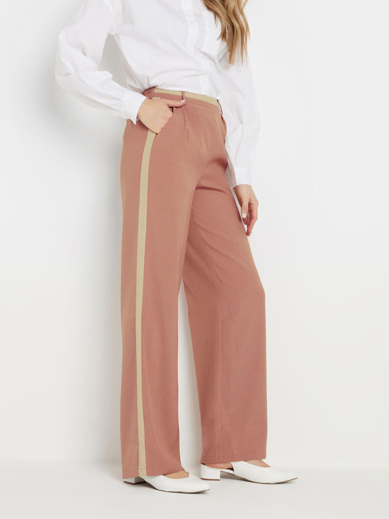 undefined Side Stripe Wide Leg Trouser 34" - Pink