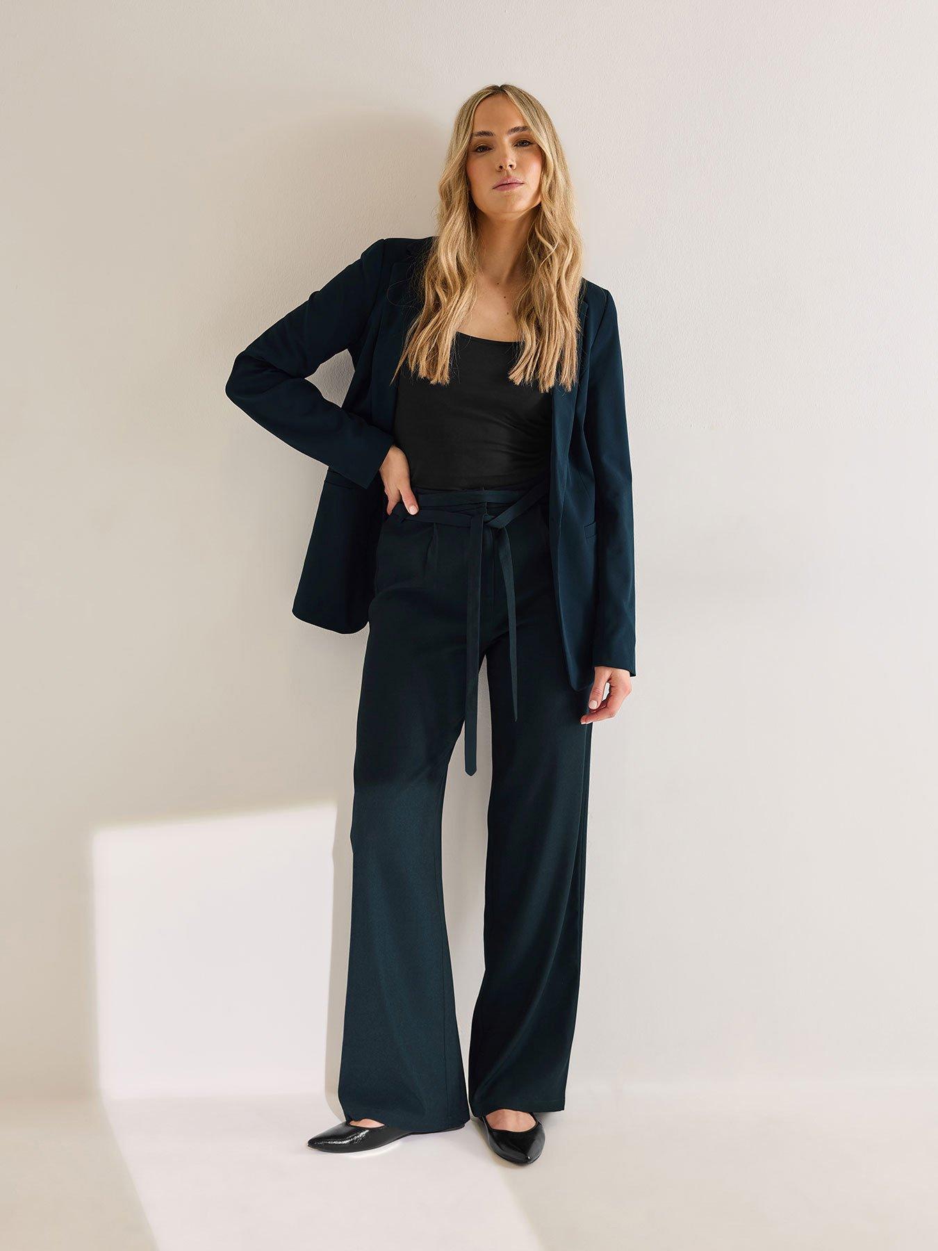 undefined Tie Waist Trouser 34" - Blue