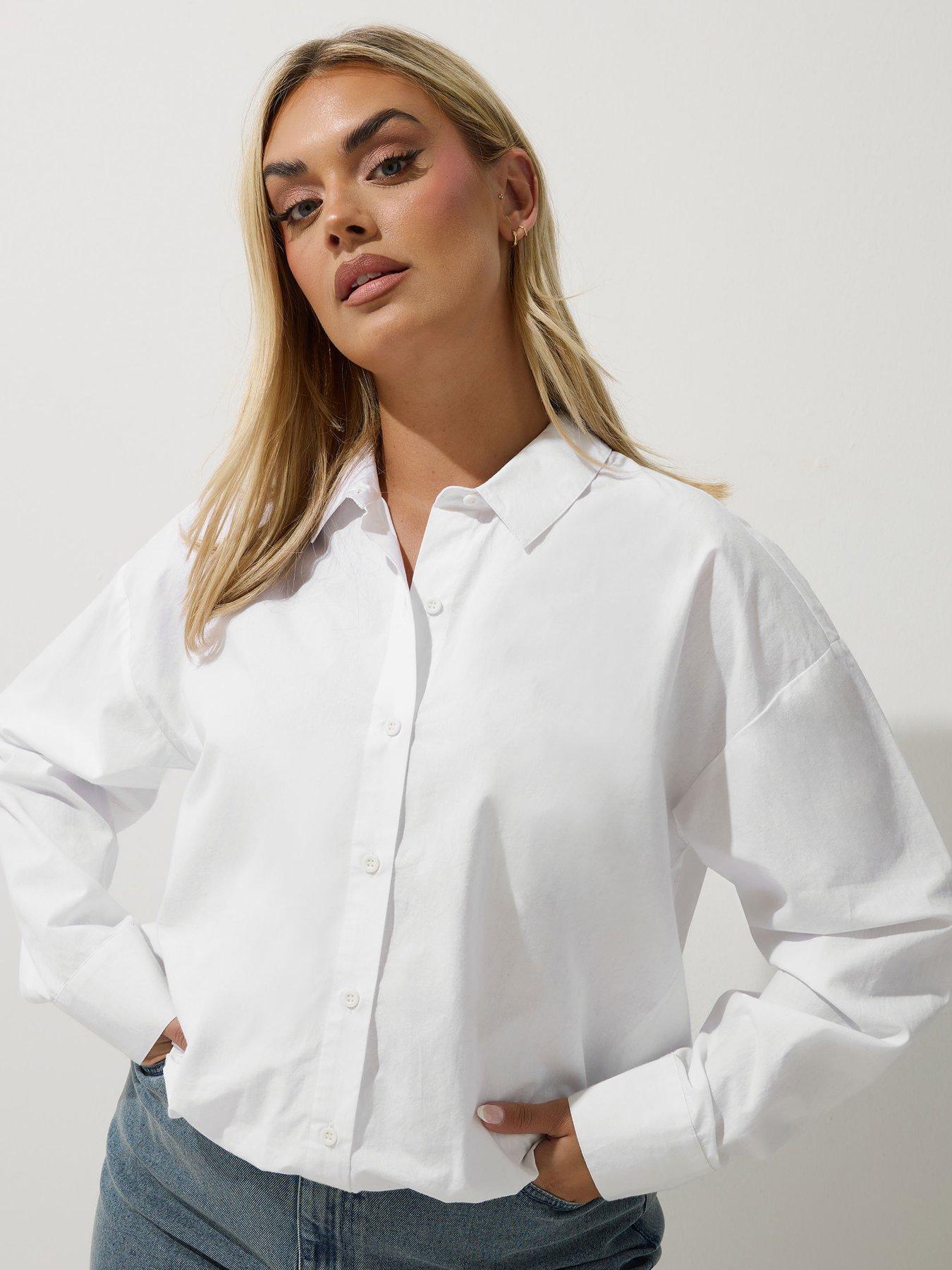 undefined Curve Elastic Waist Shirt - White