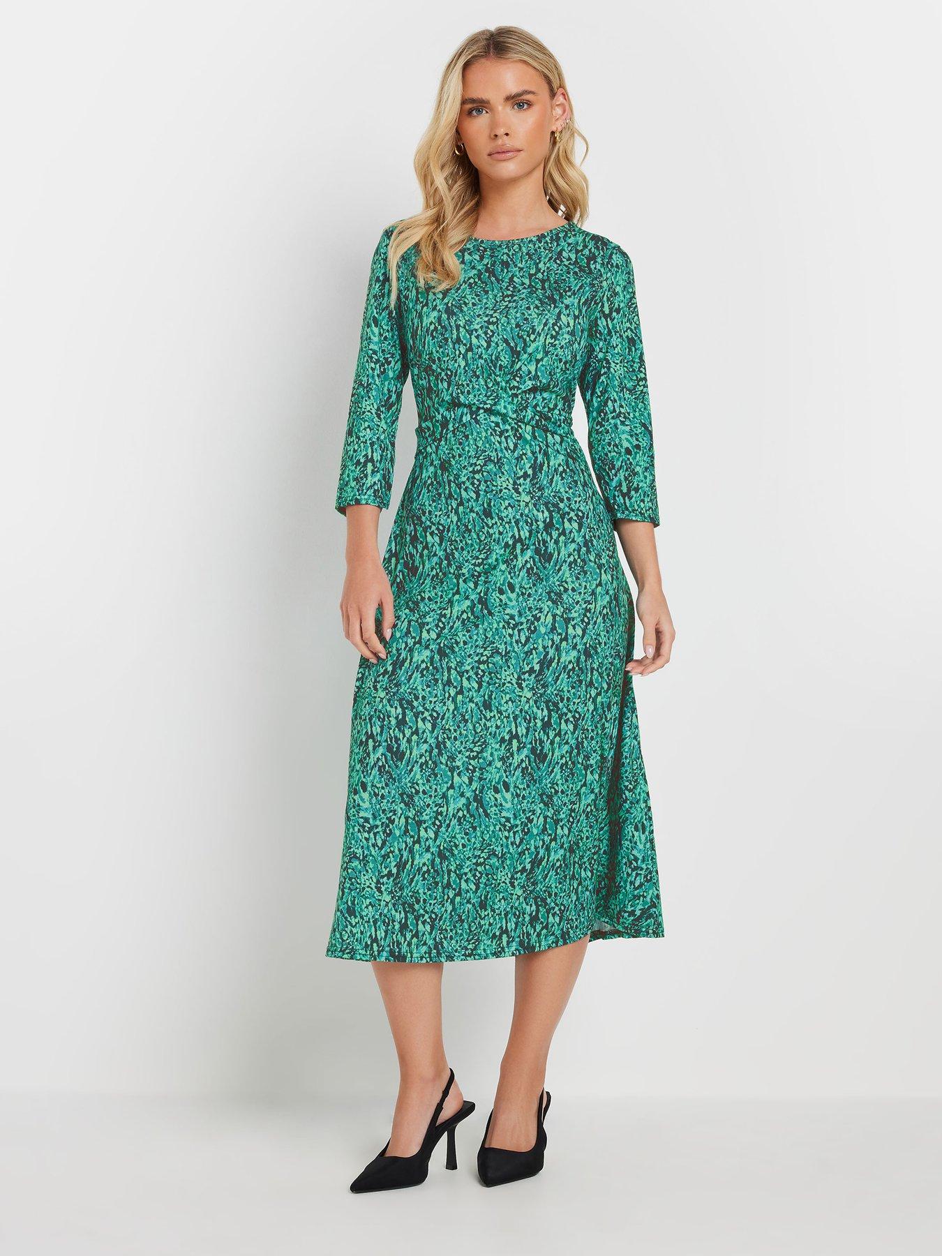 Image 3 of 4 of M&Co Petite Petite Midi Dress - Green