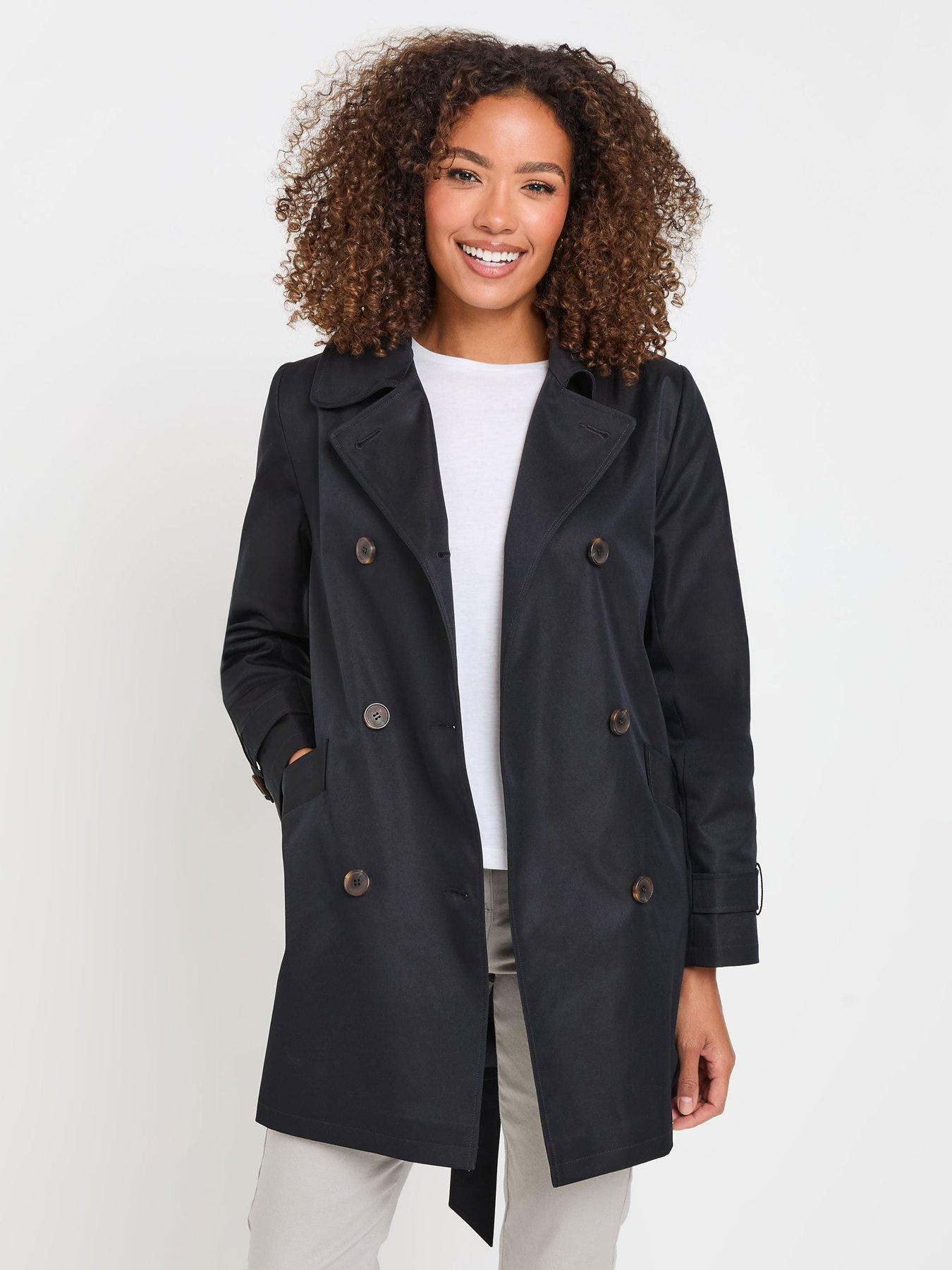 undefined Short Belted Rain Mac - Blue