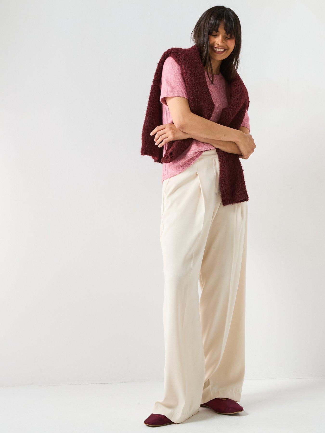 Image 3 of 6 of V by Very Crew Neck Knitted Short Sleeve Jumper - Pink