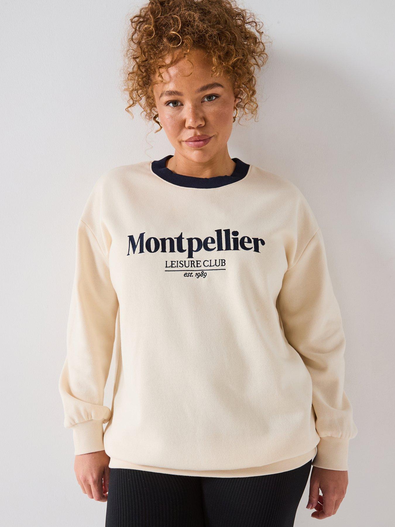 undefined Slogan Longline Sweat - Cream