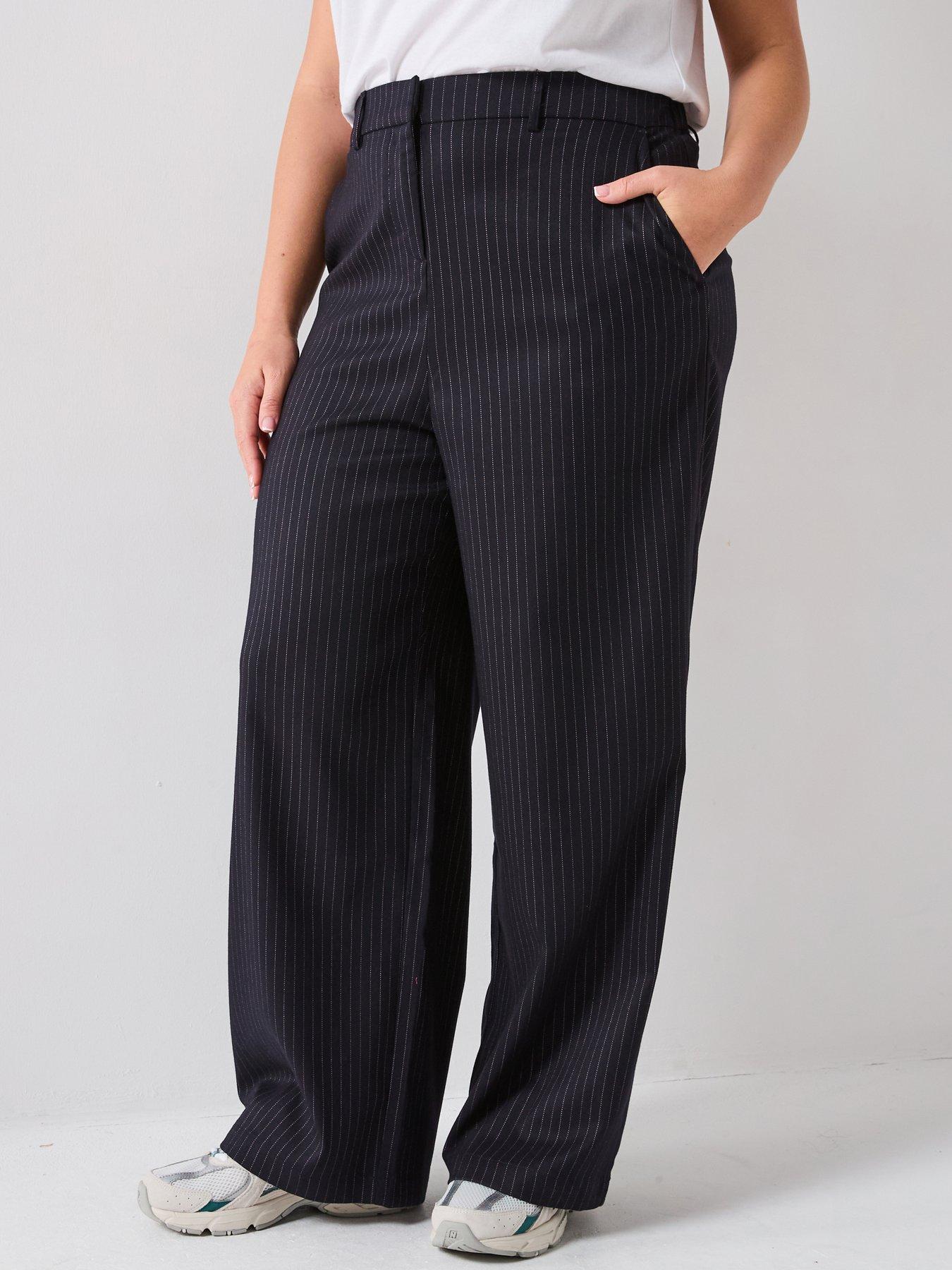 undefined Pinstripe Wide Leg Trouser
