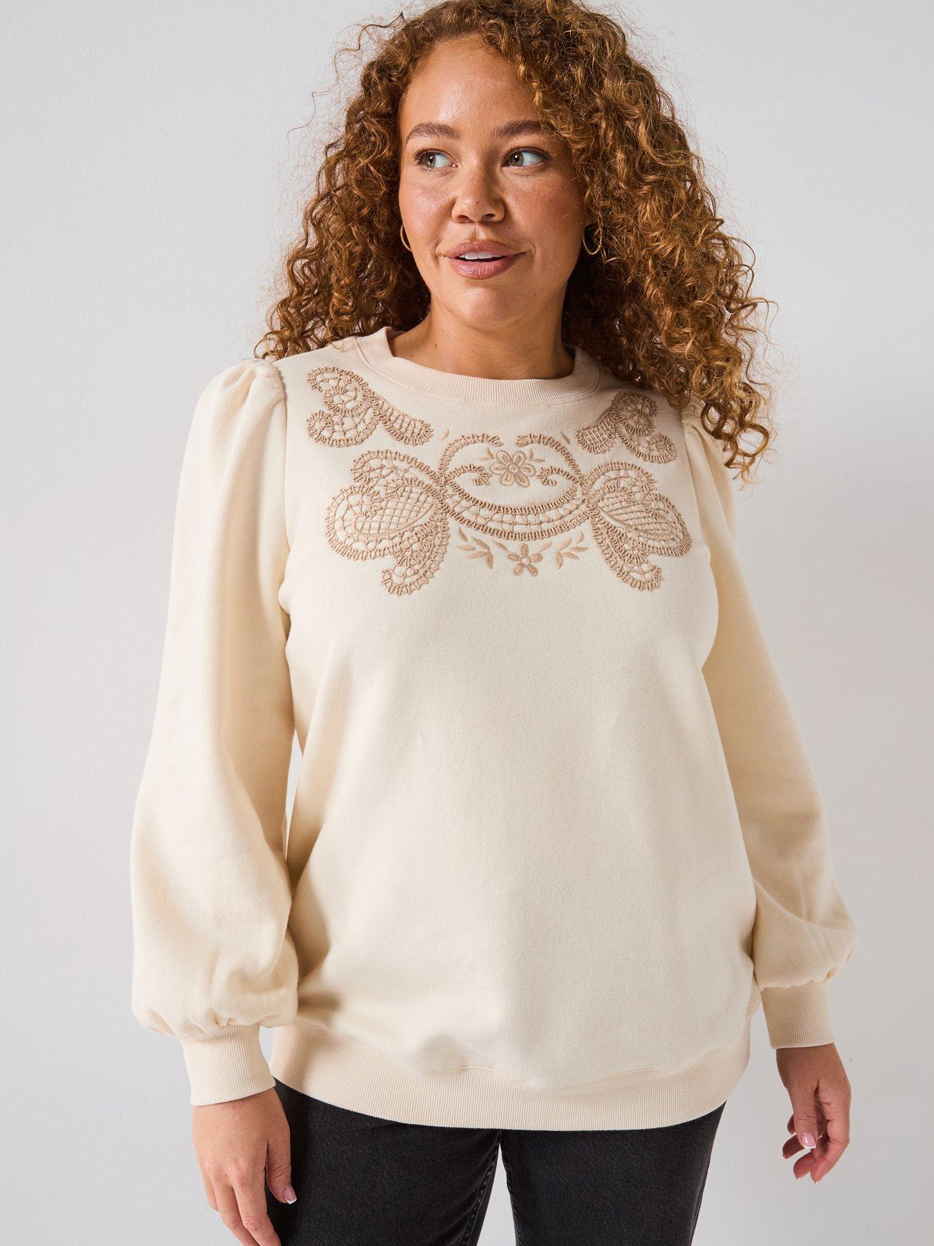 undefined Embroidered Sweatshirt - Cream