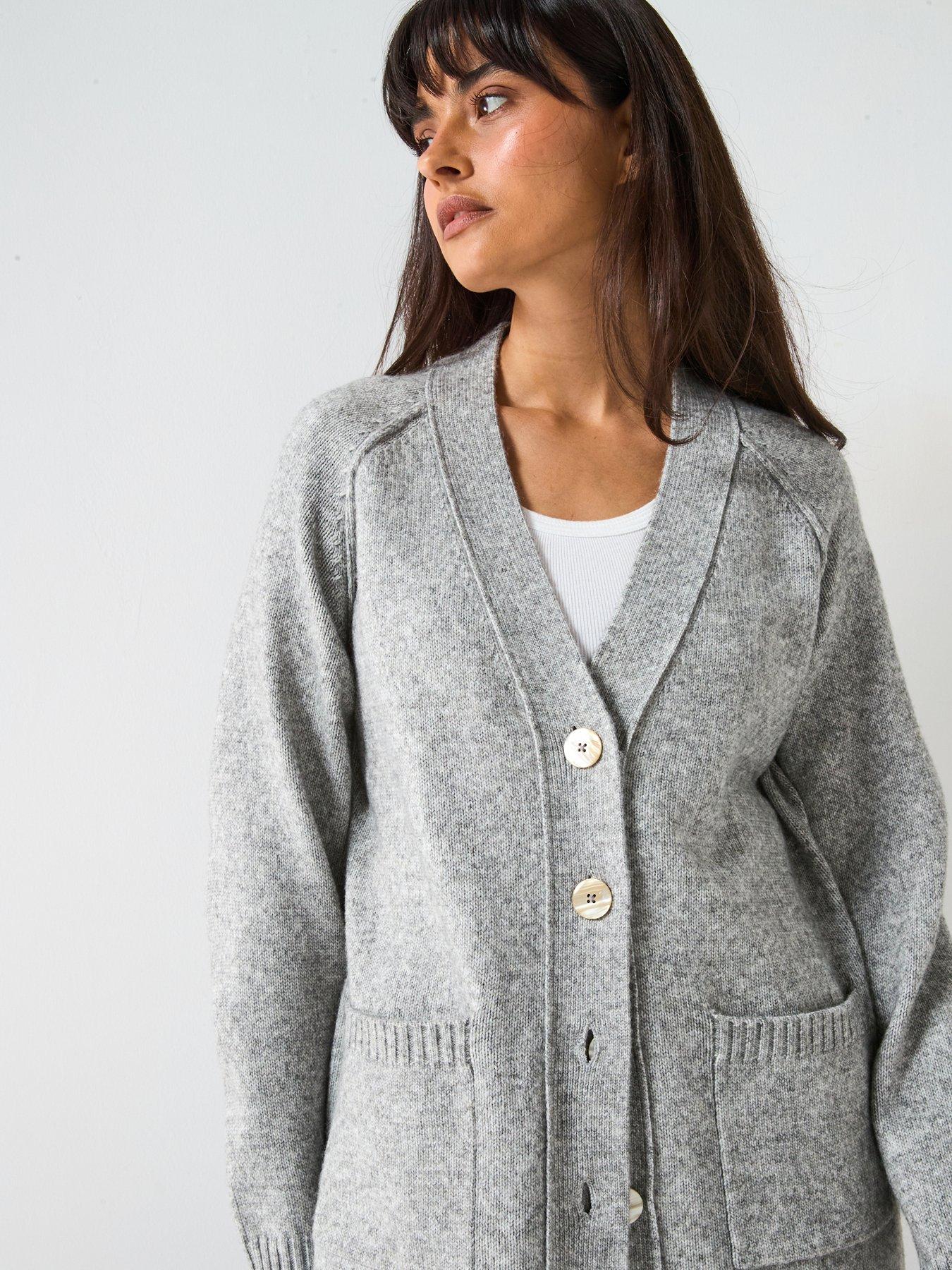 undefined Timeless Yarn Relaxed Longline Knitted Cardigan - Grey