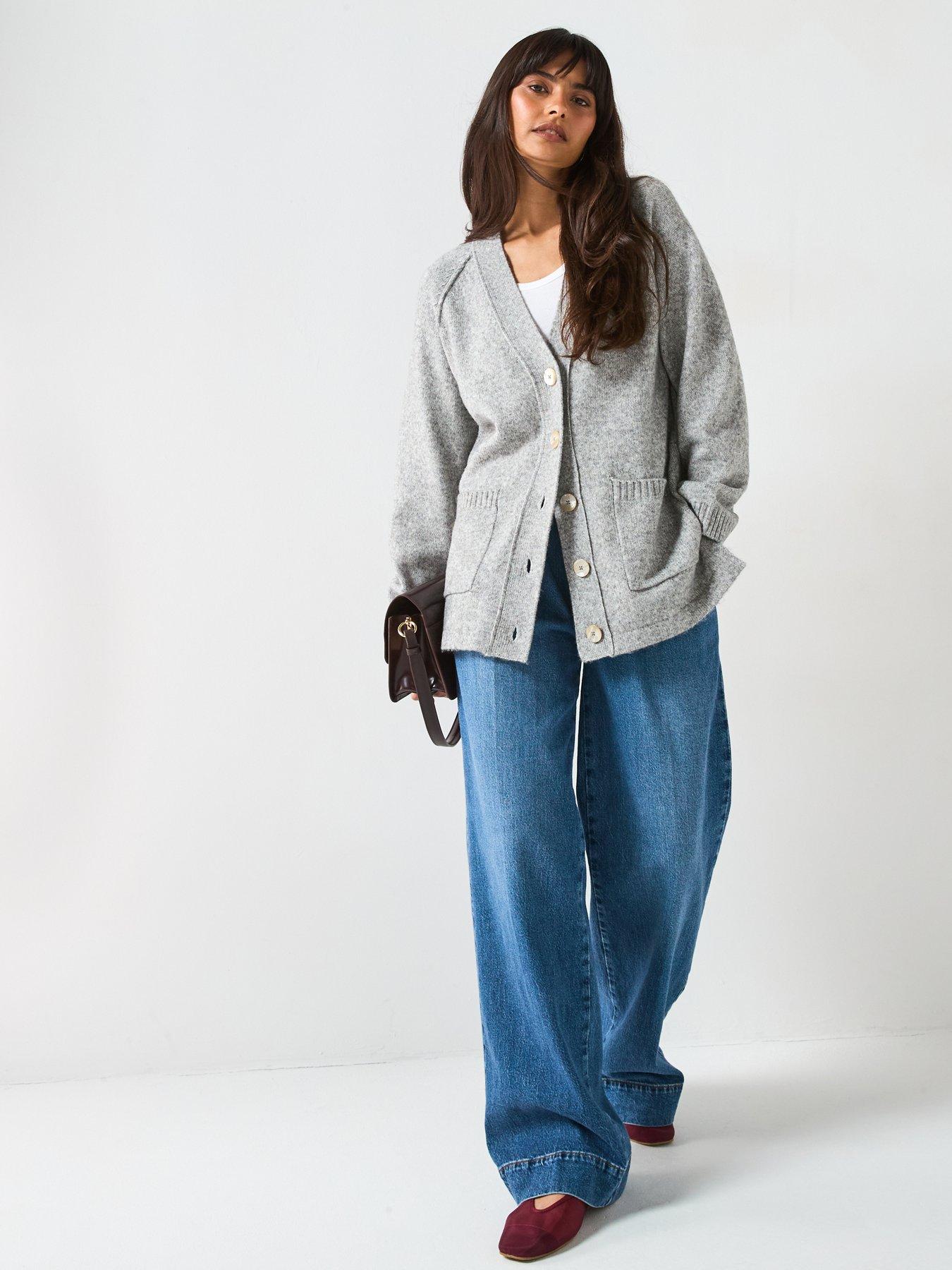 Image 3 of 6 of V by Very Timeless Yarn Relaxed Longline Knitted Cardigan - Grey