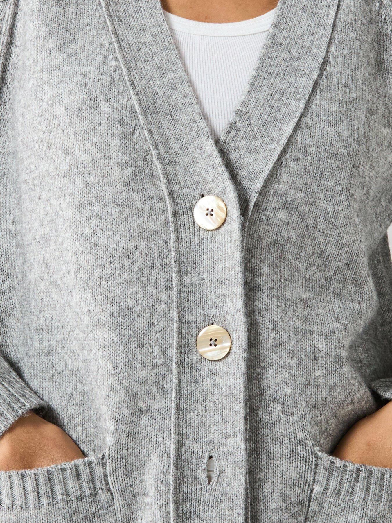 Image 4 of 6 of V by Very Timeless Yarn Relaxed Longline Knitted Cardigan - Grey
