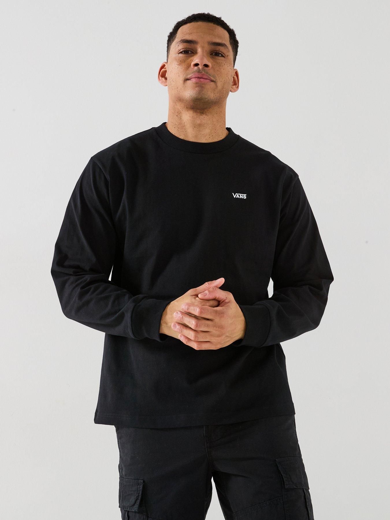 Vans Mens Left Chest Logo Oversized Long Sleeve T-shirt, Black, Size S, Men