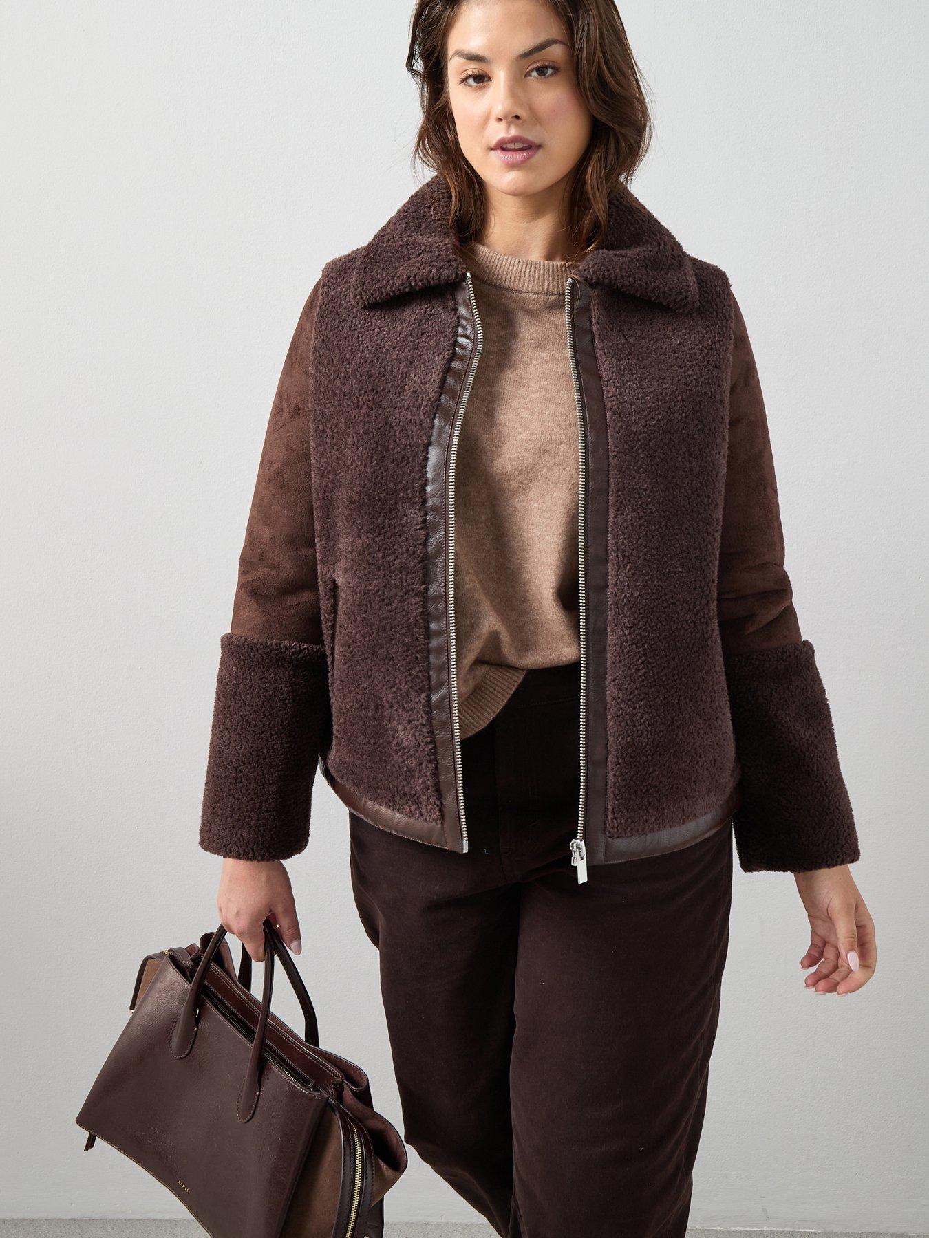 The Very Collection: Curve Faux Fur Aviator Jacket