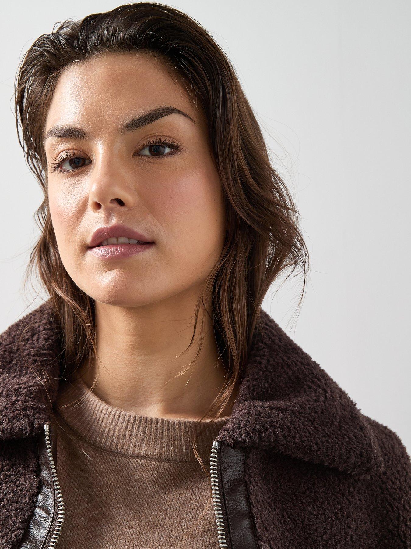 Image 4 of 6 of The Very Collection Curve Faux Fur Aviator Jacket