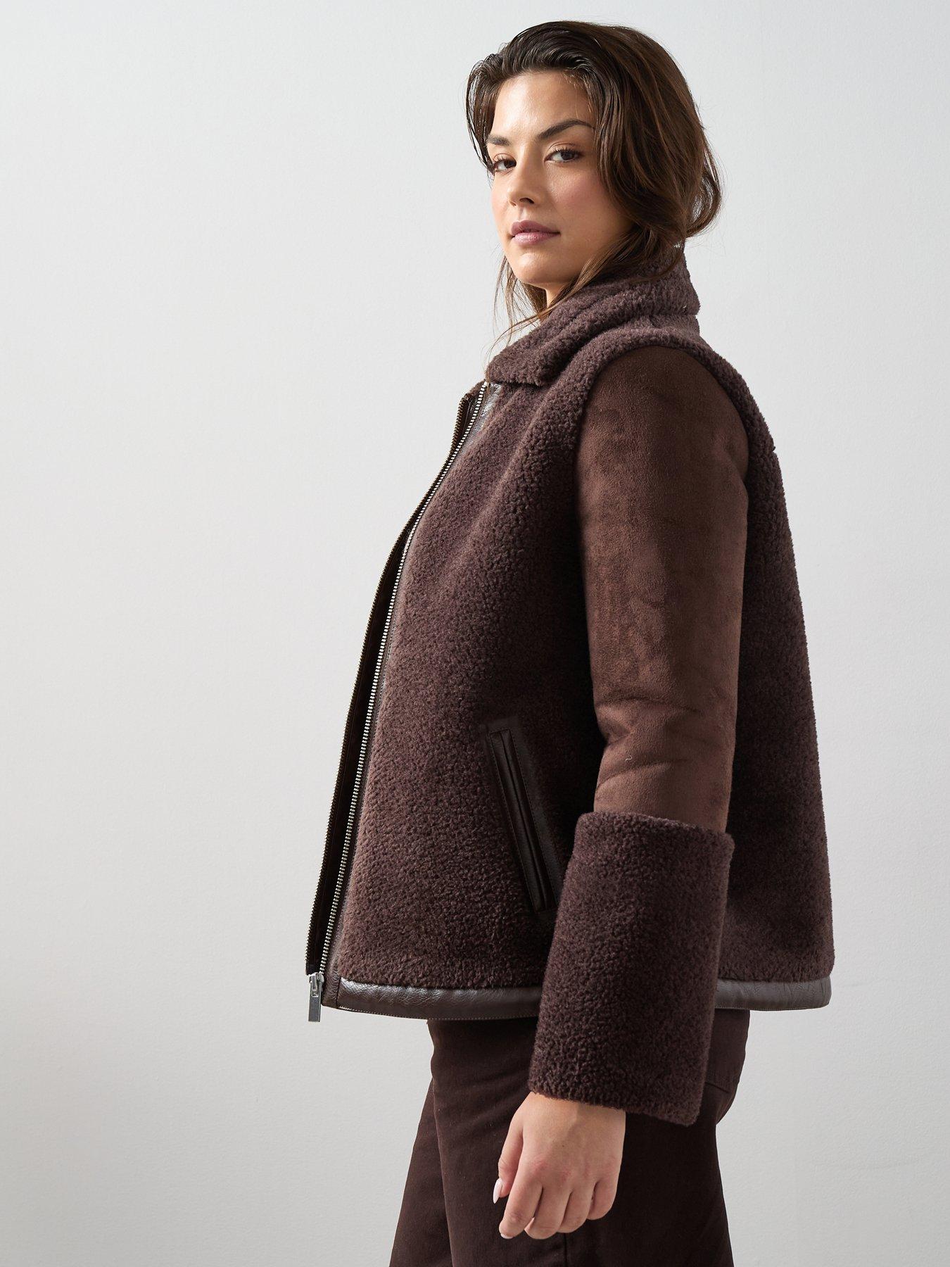 Image 5 of 6 of The Very Collection Curve Faux Fur Aviator Jacket