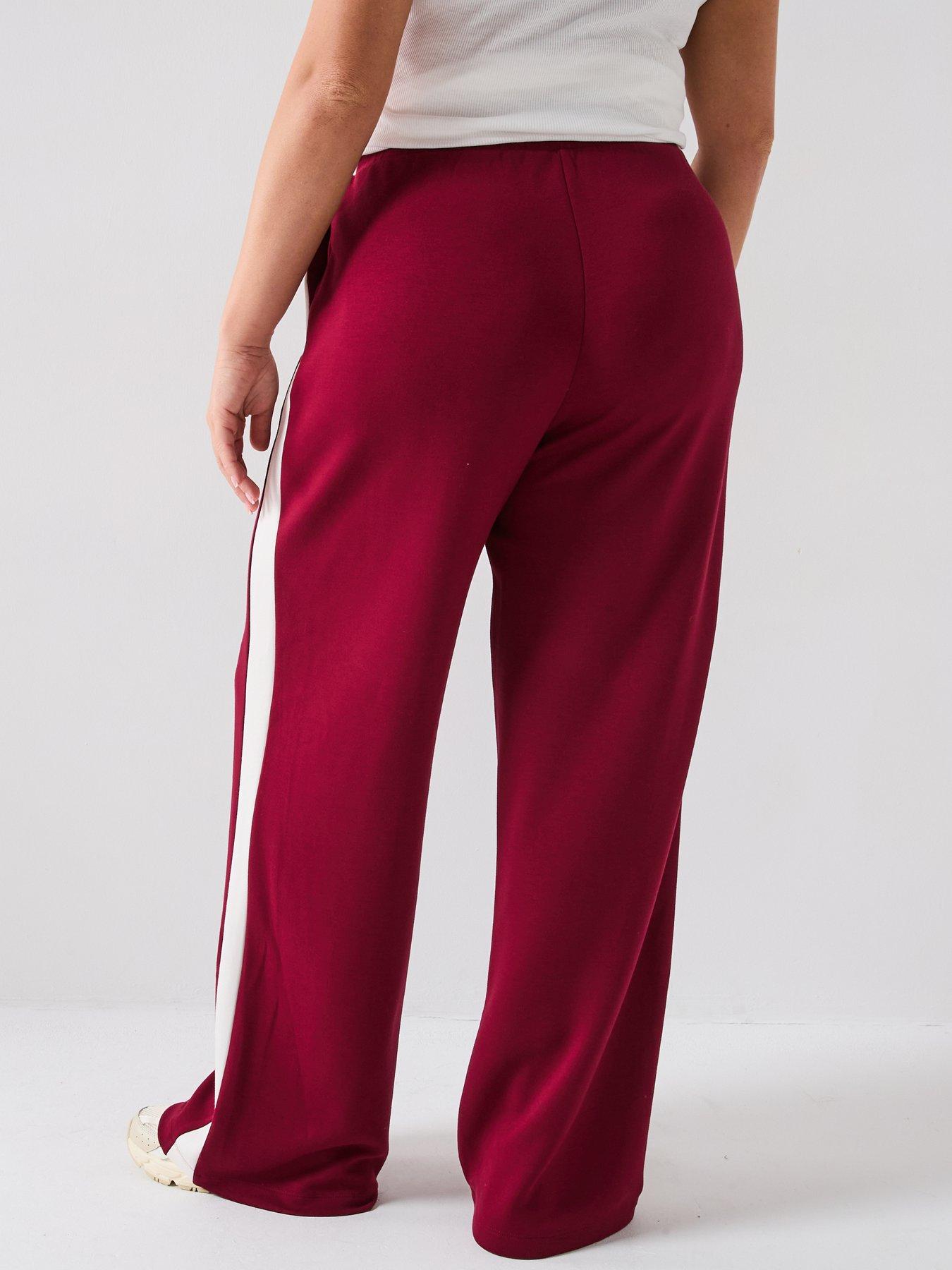 Image 2 of 5 of V by Very Curve Side Stripe Wide Leg Joggers - Red