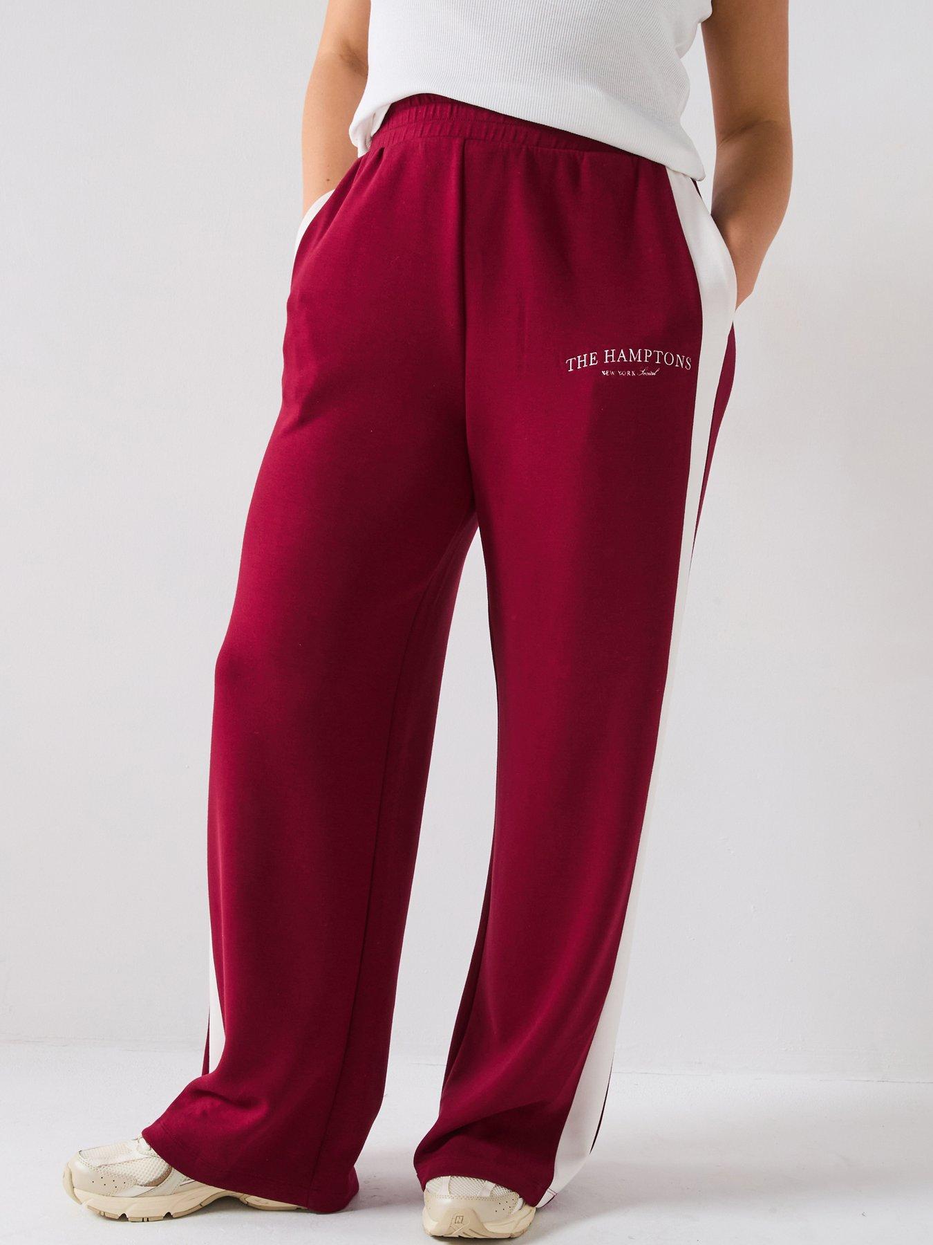 Image 5 of 5 of V by Very Curve Side Stripe Wide Leg Joggers - Red