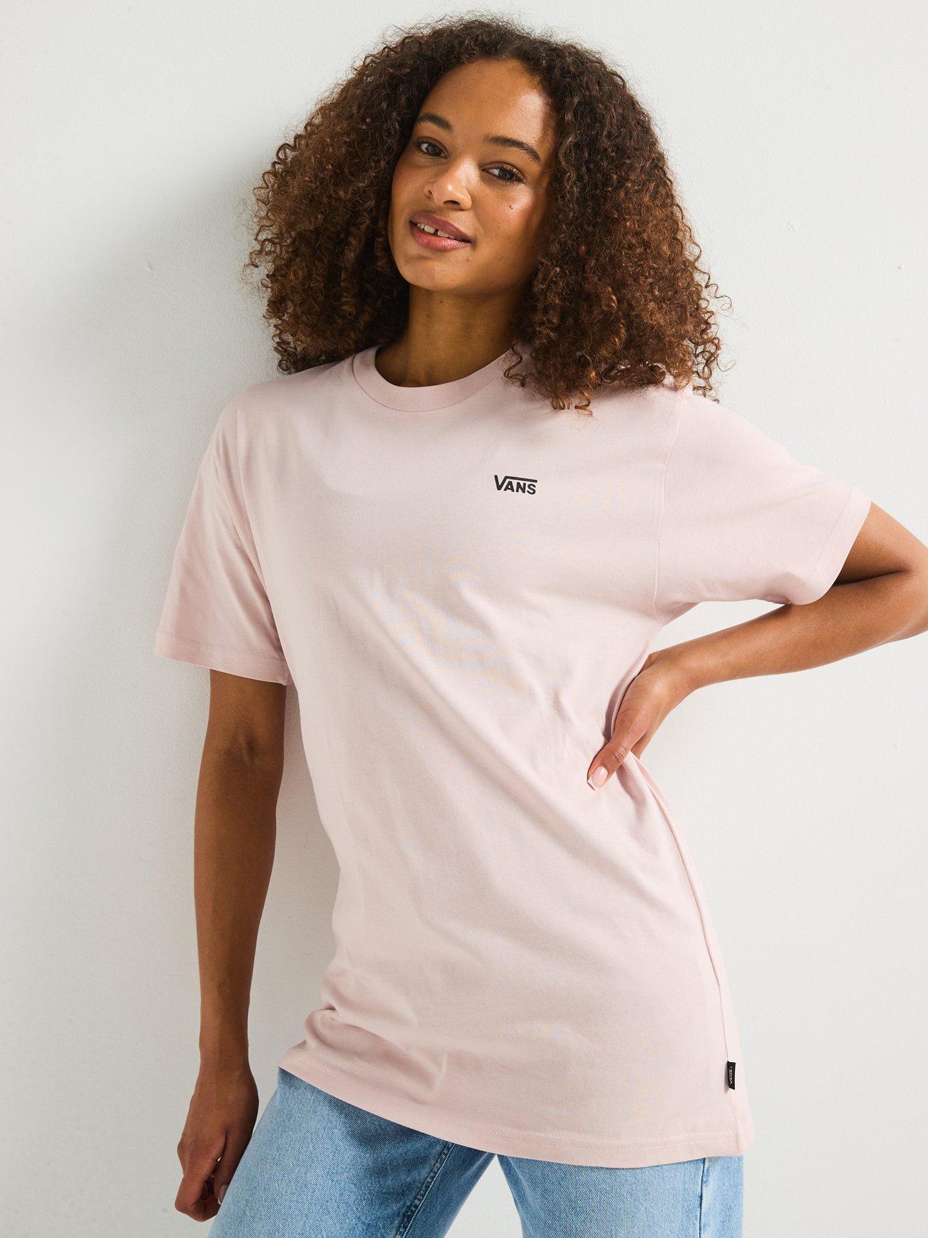 Image 1 of 6 of Vans Women's Left Chest Logo Embroidered Tee - Pink