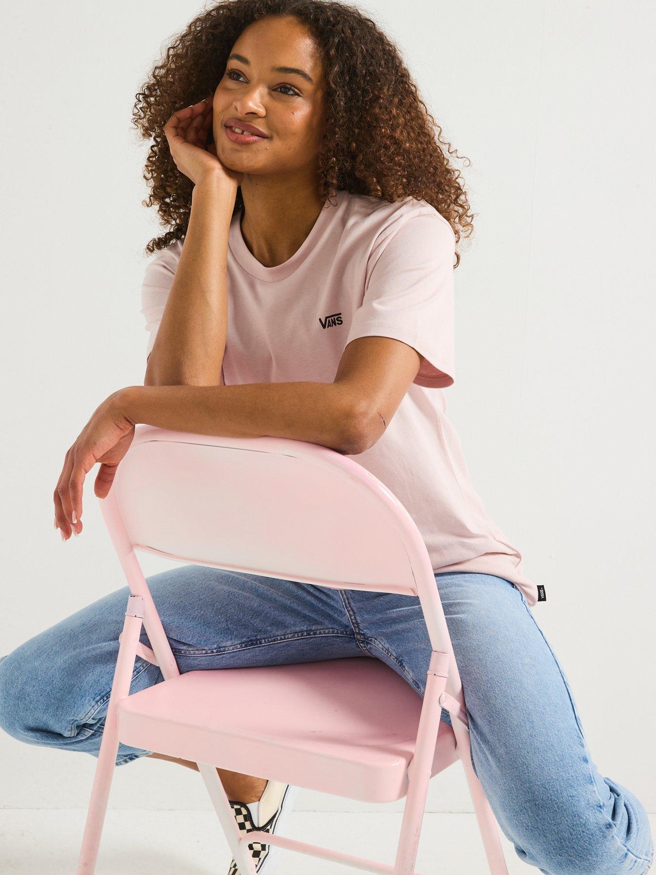 Image 4 of 6 of Vans Women's Left Chest Logo Embroidered Tee - Pink