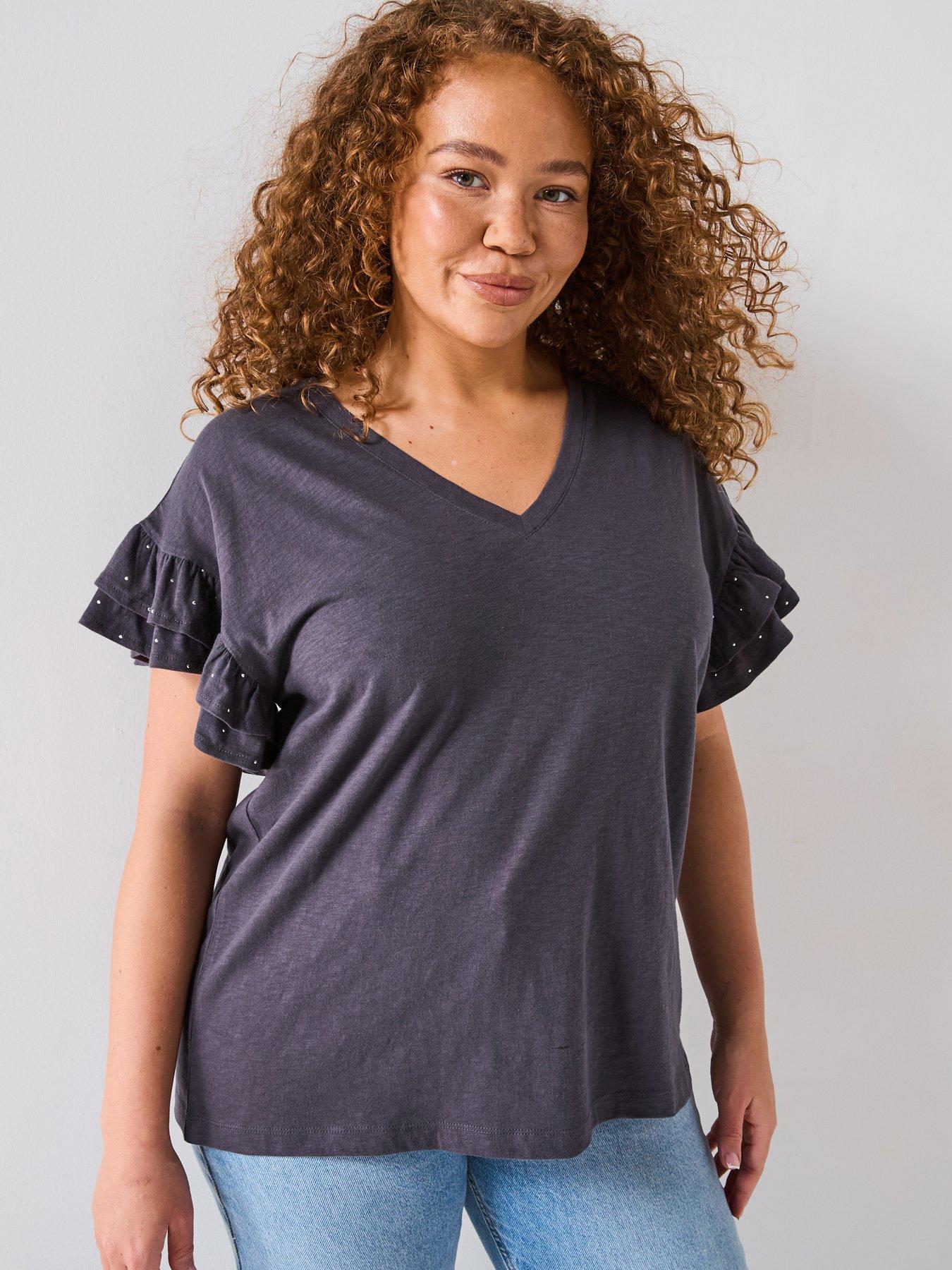 undefined Frill Stud Detail T-shirt