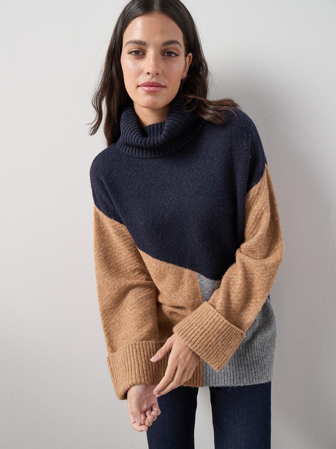 the-very-collection-roll-neck-turn-up-cuff-colourblock-oversized-jumper-with-wool-multi
