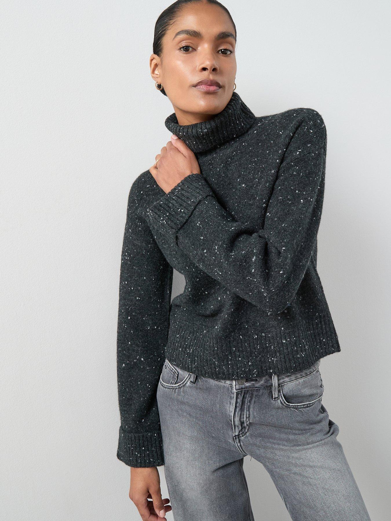 Image 1 of 6 of The Very Collection Roll Neck Turn Up Cuff Jumper - Black
