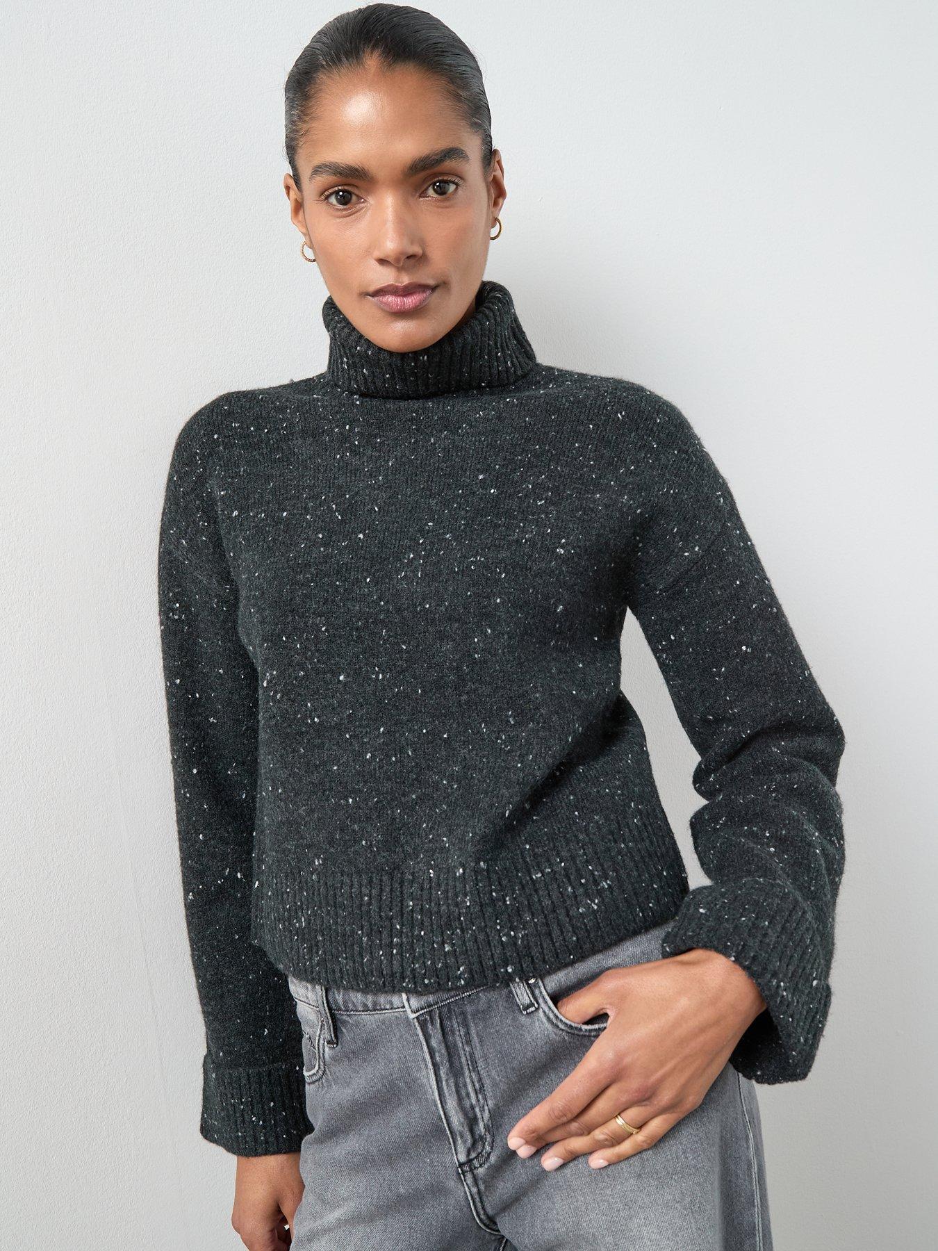 Image 4 of 6 of The Very Collection Roll Neck Turn Up Cuff Jumper - Black