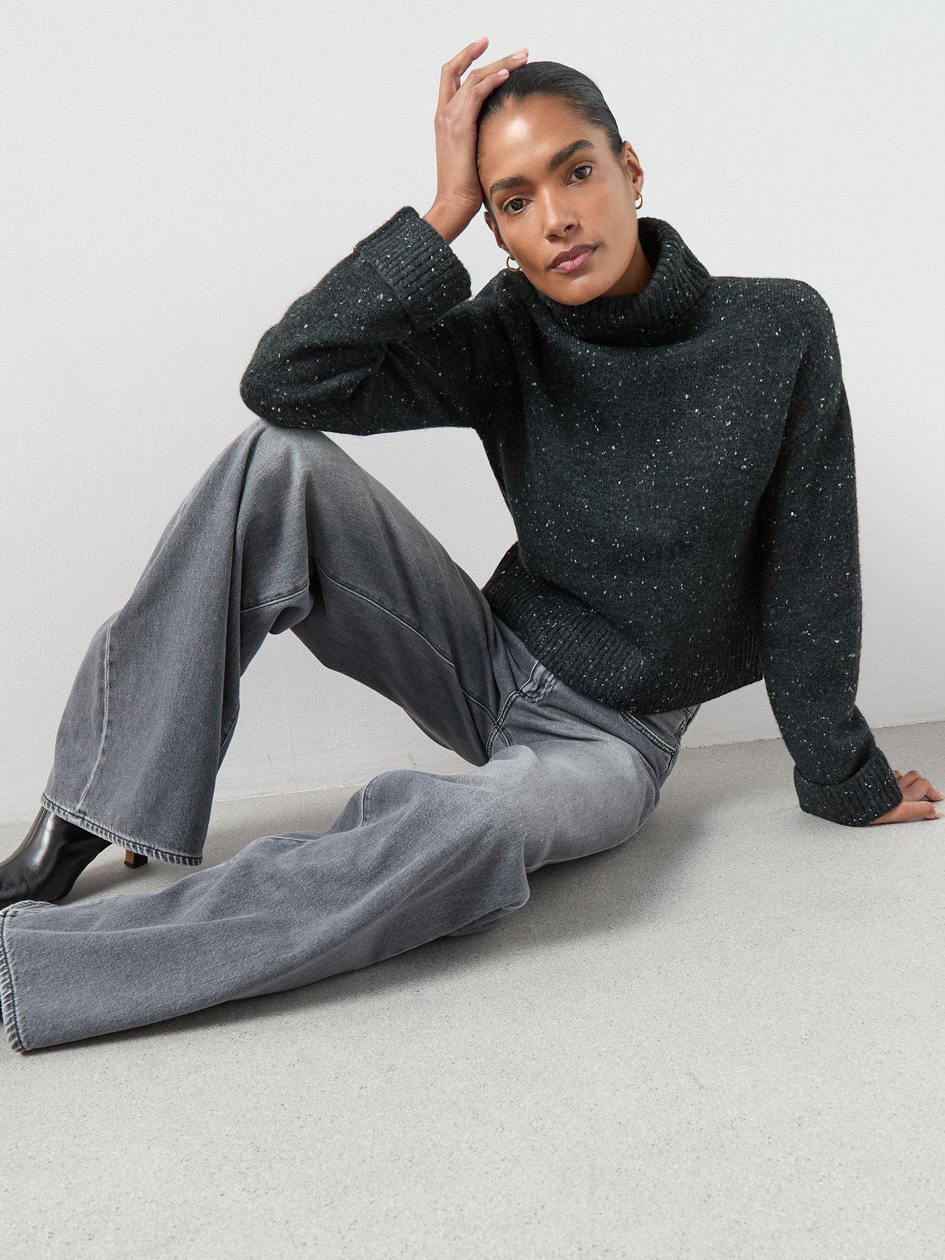 Image 6 of 6 of The Very Collection Roll Neck Turn Up Cuff Jumper - Black