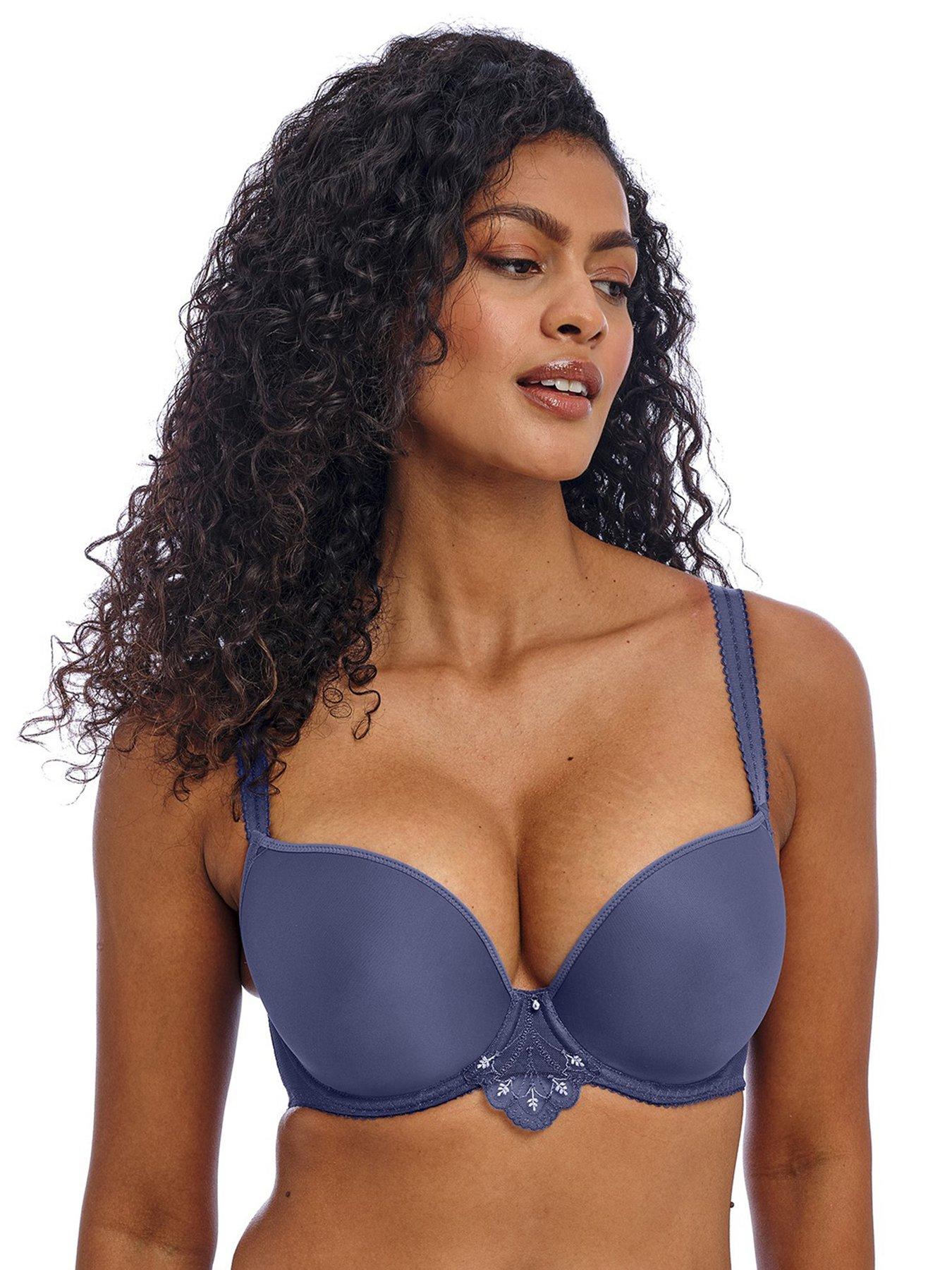 undefined Freya Loveland Underwired Moulded Plunge T- Shirt Bra - Blue