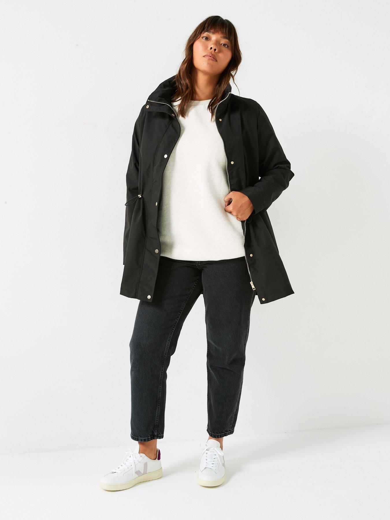 Image 3 of 6 of V by Very Curve Water Resistant Hooded Rain Coat - Black