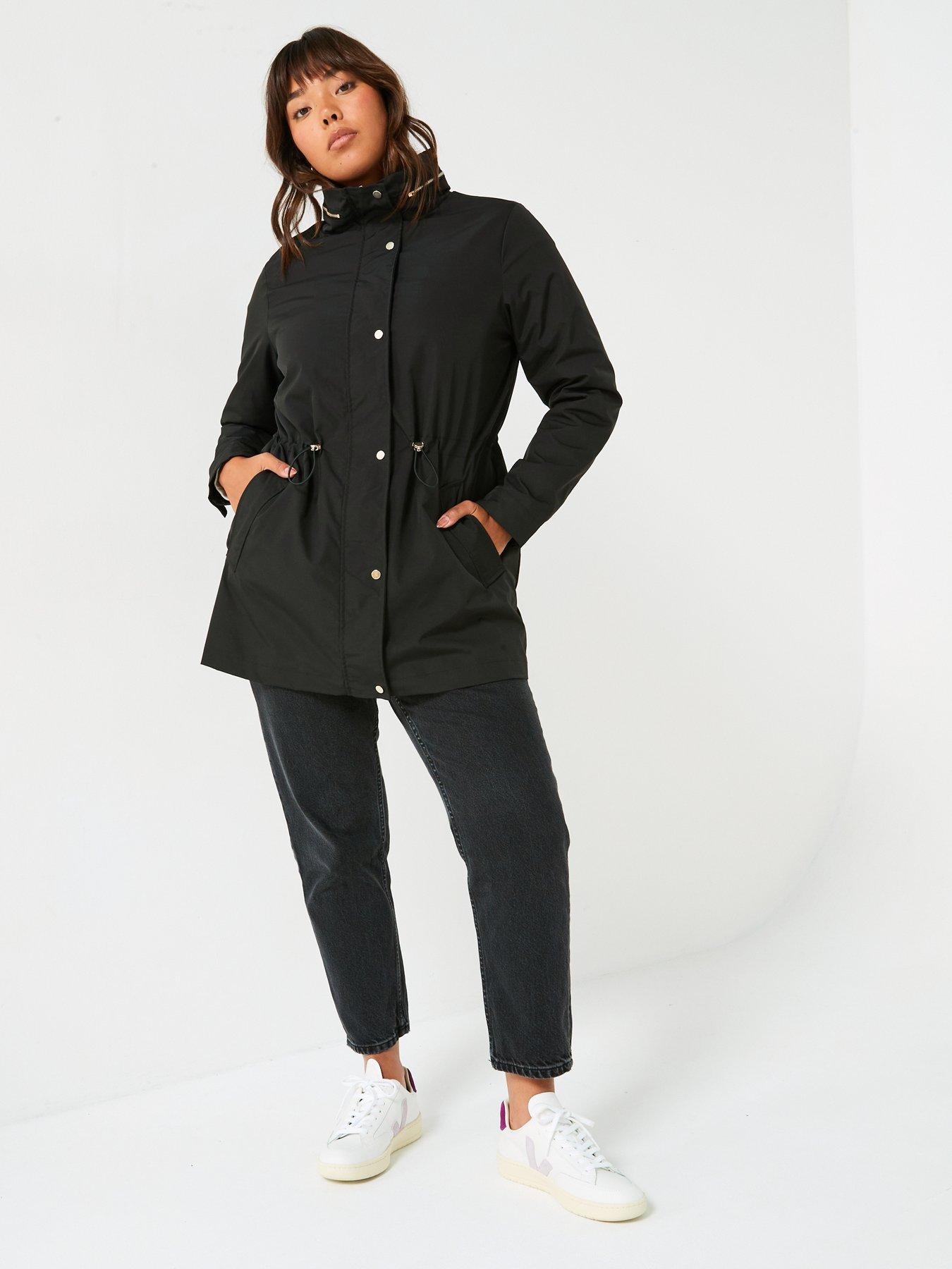 Image 5 of 6 of V by Very Curve Water Resistant Hooded Rain Coat - Black